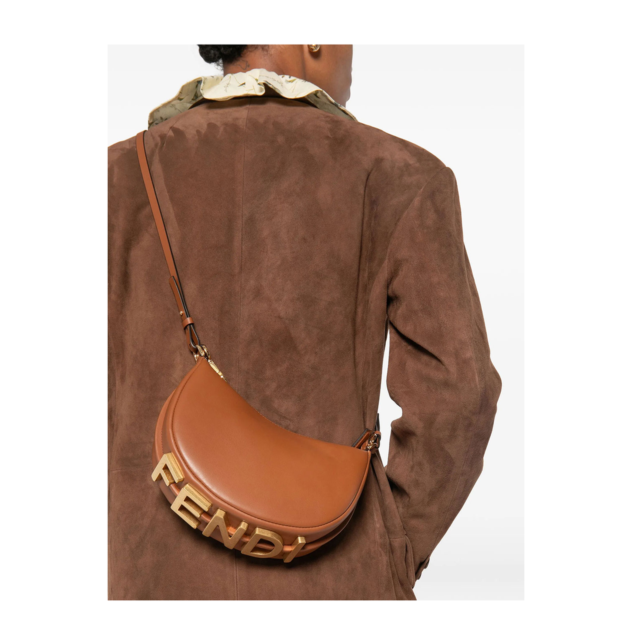 Fendigraphy Mini Calf Leather Hobo Bag - Brown - Image 2