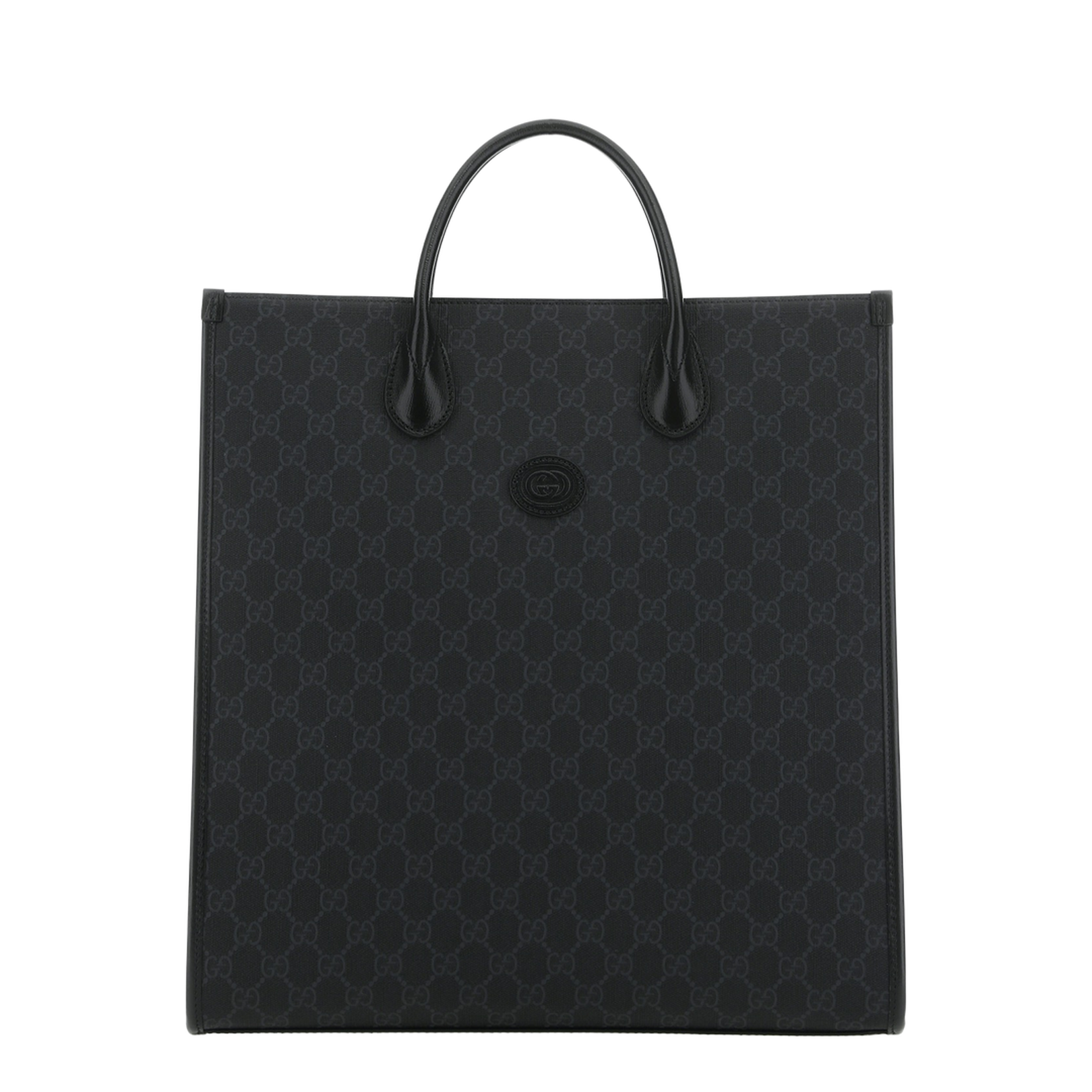 Interlocking G In Black GG Canvas With Medium Tote Bag - Image 1