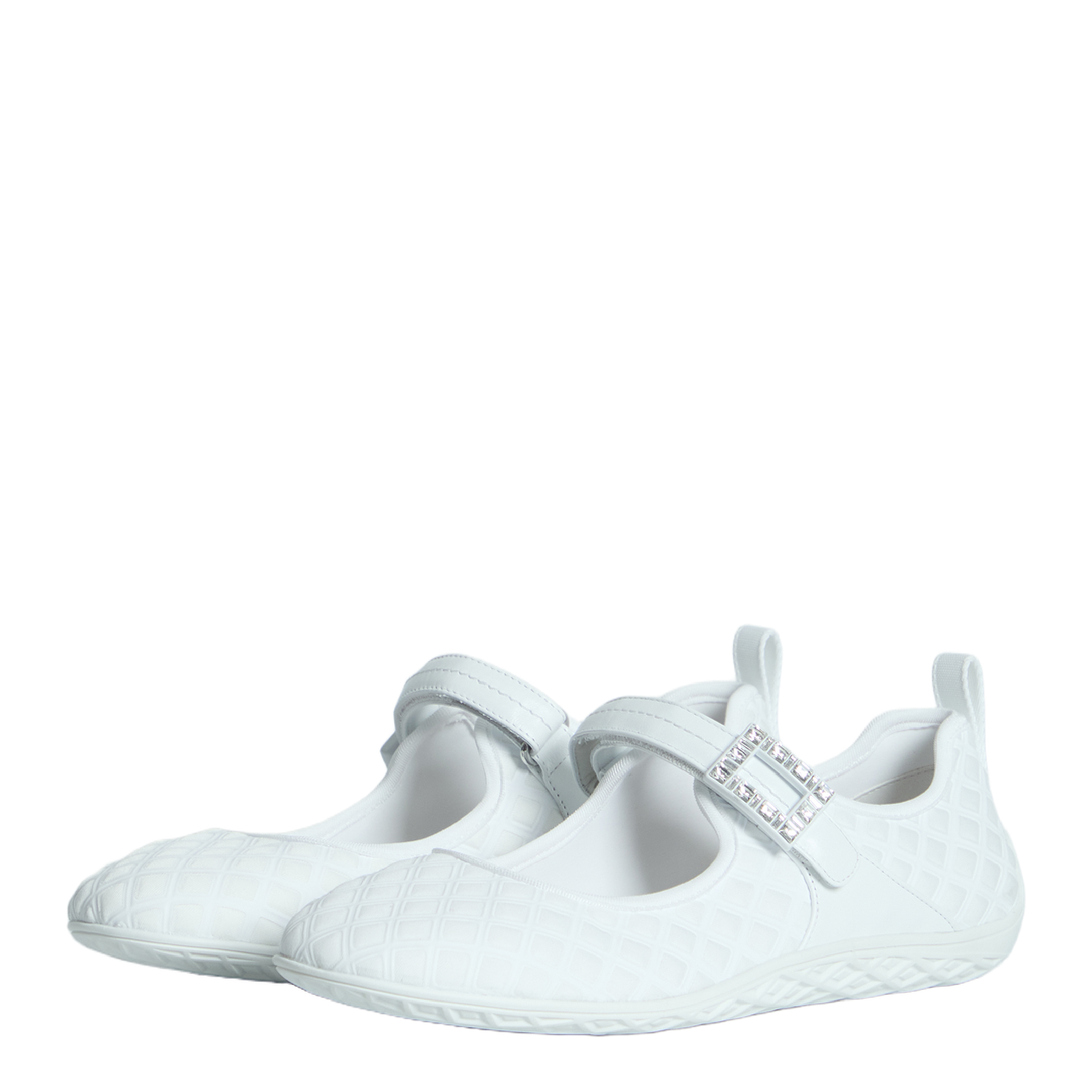 Low Ballerina Flats with Fabric Strap in White - Image 2