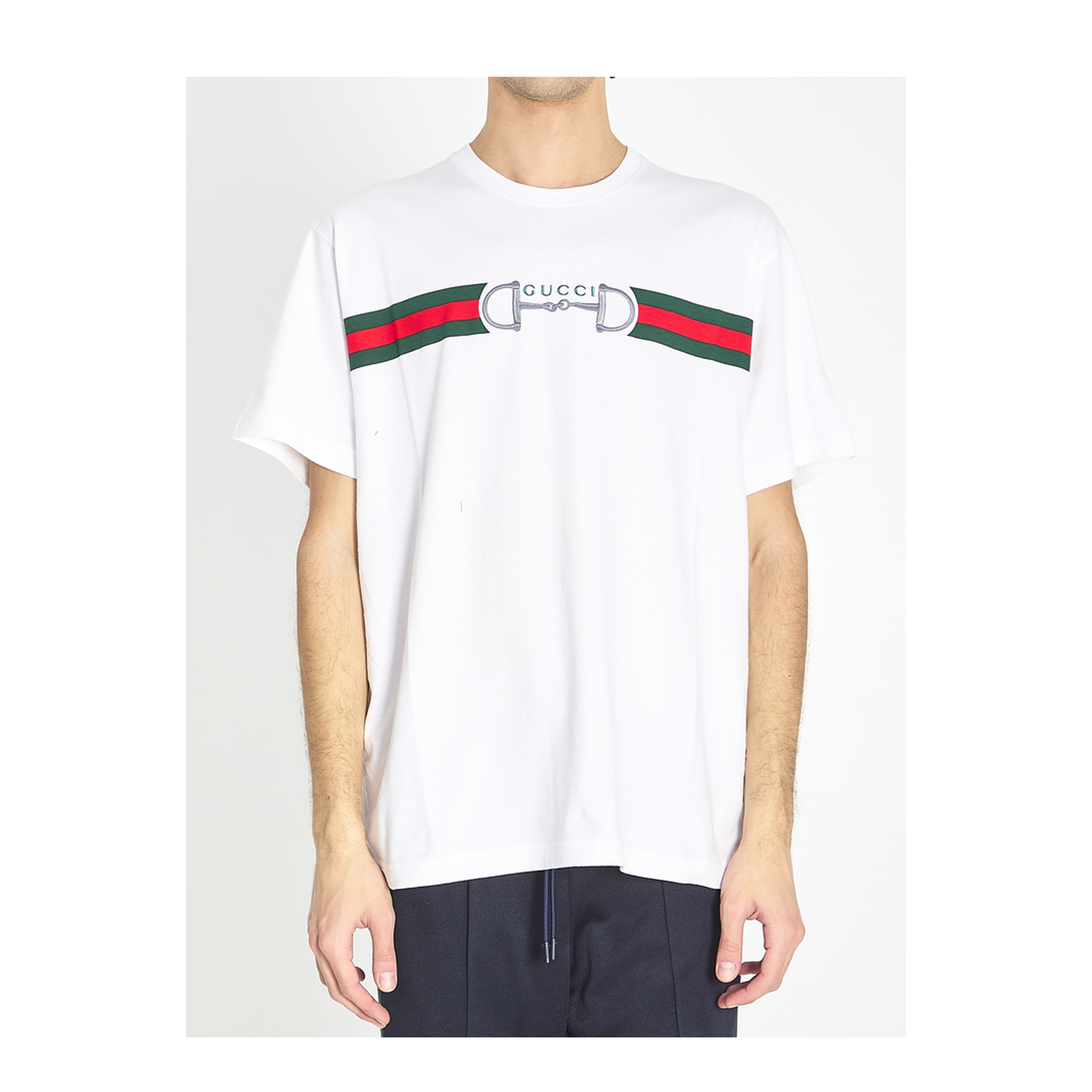 Cotton Jersey T-Shirt with Embroidery in White - Image 1