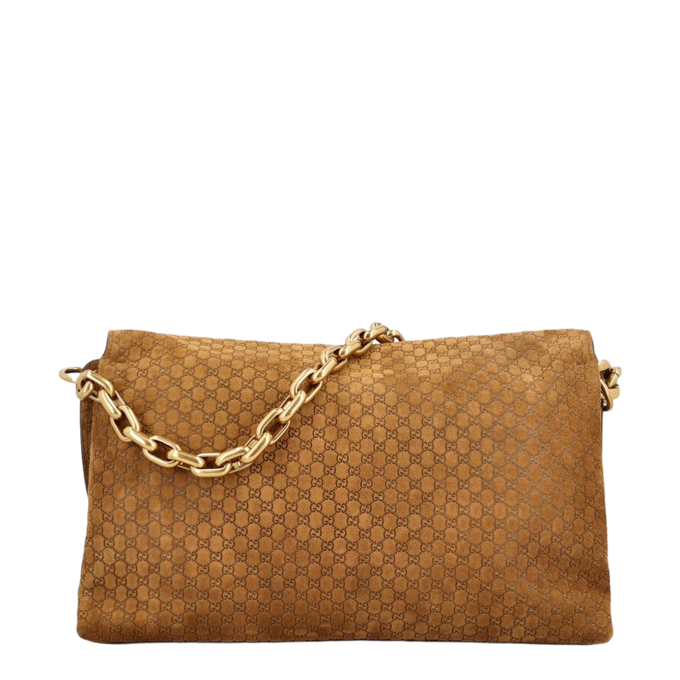 Large Shoulder Bag GG Suede Brown - Image 4