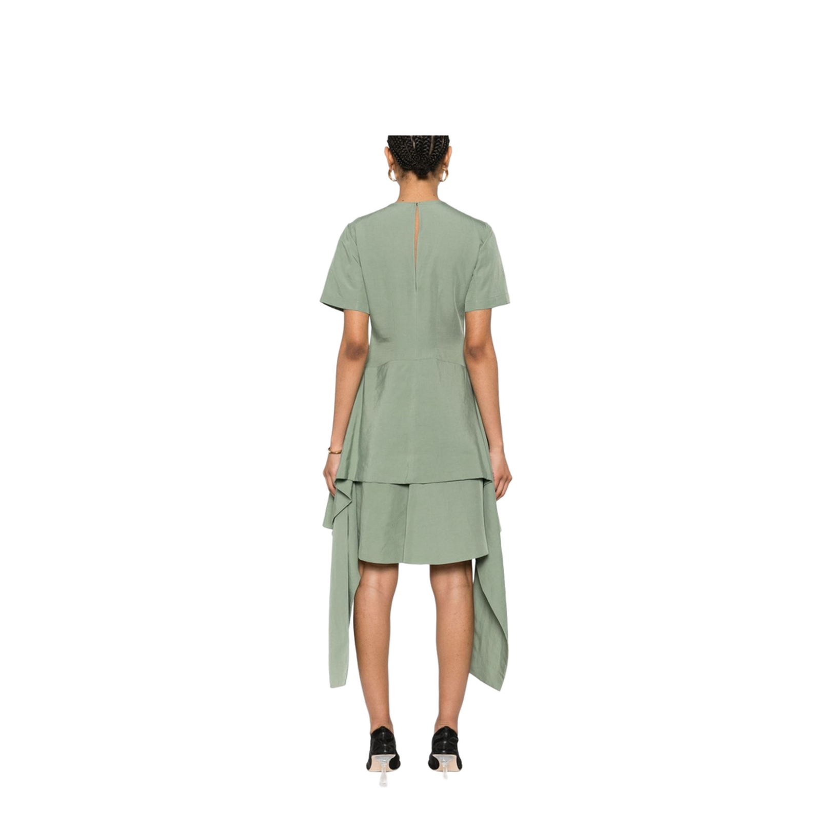 Pebble Dress in Viscose and Linen - Green - Image 3