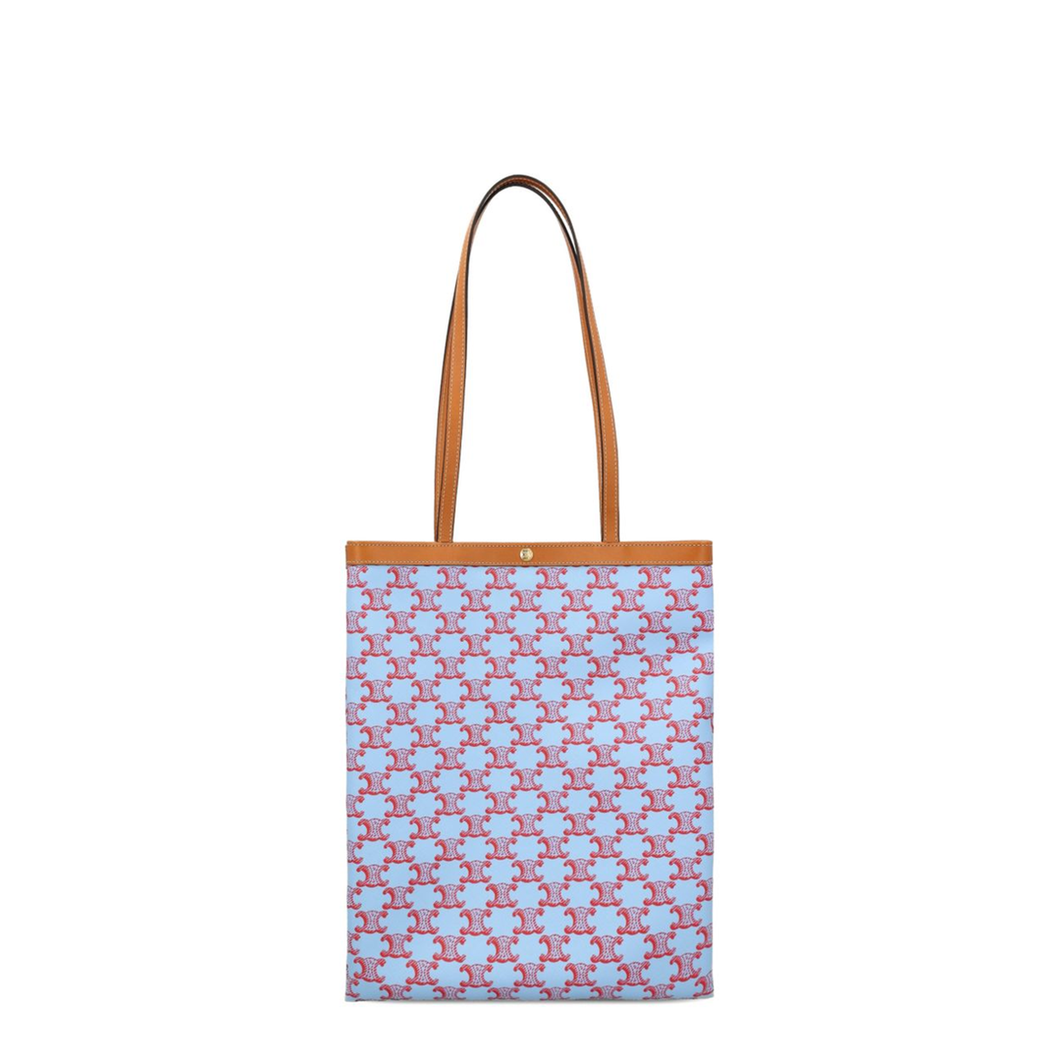 Triomphe Canvas Medium Flat Shopper - DENIM BLUE / RED - Image 3