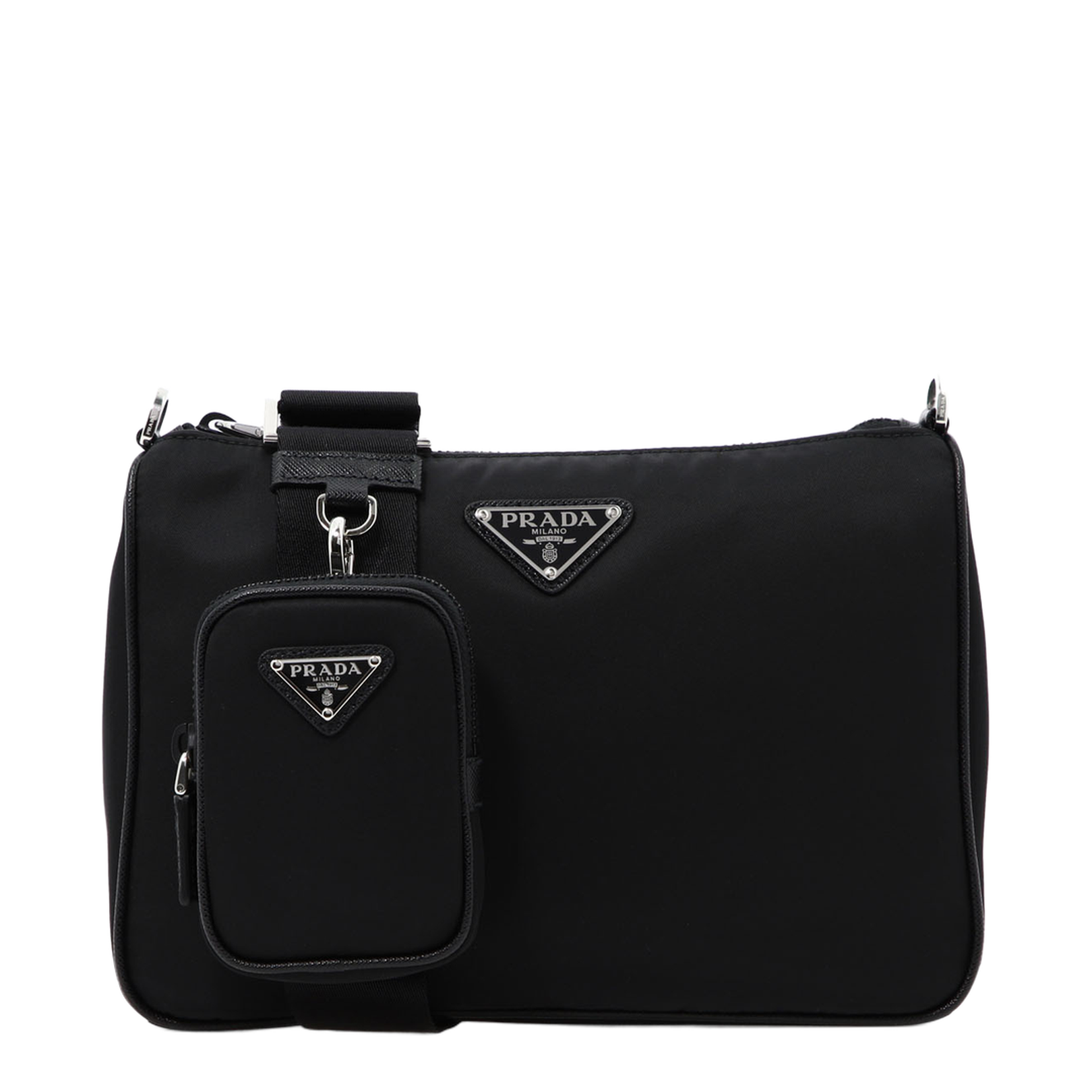 Re-Nylon and Saffiano Leather Shoulder Bag - Nero - Image 1