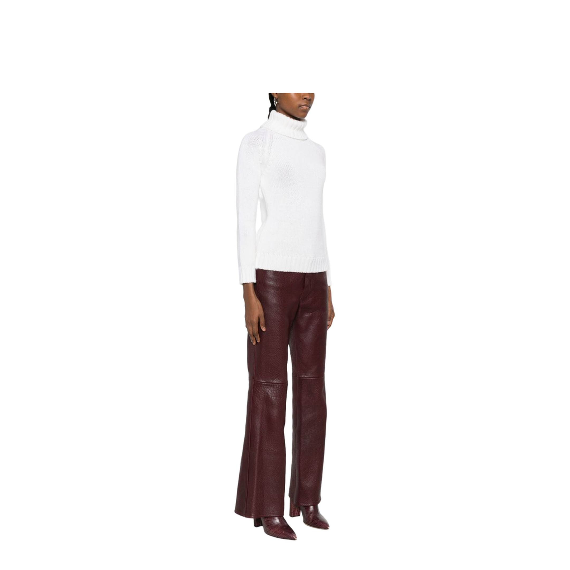 Wool Turtleneck Jumper In White - Image 2
