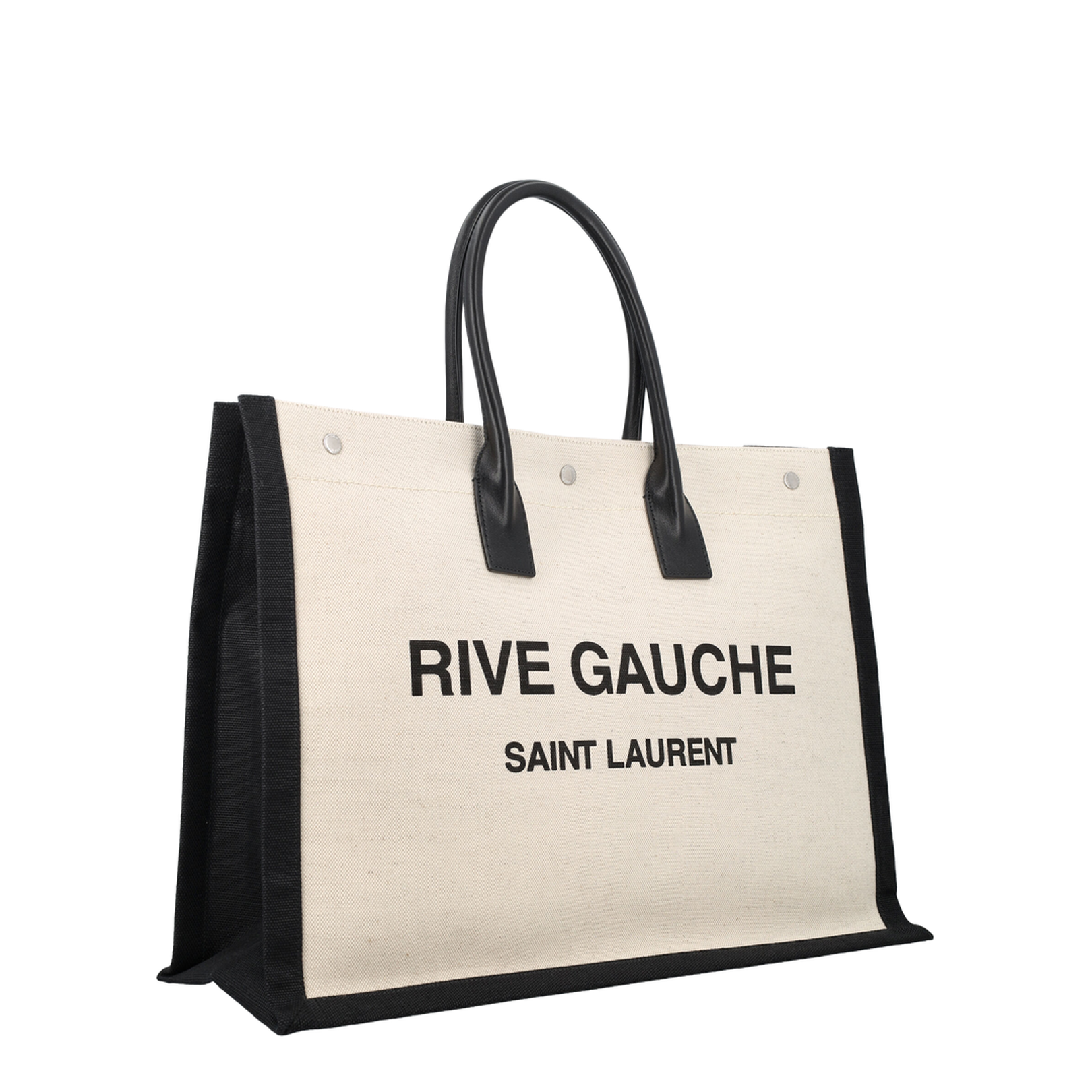 Rive Gauche Large Canvas Tote Bags - White - Image 3