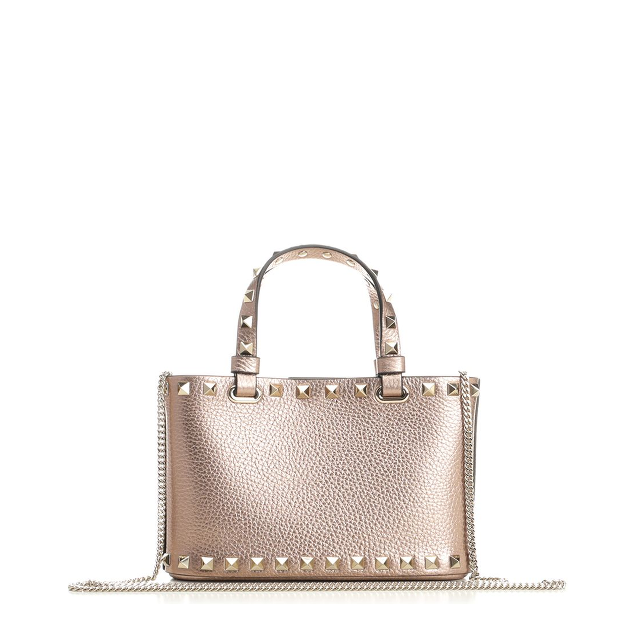 Rockstud Mini Leather Tote Bag - Rose Cannelle - Image 3