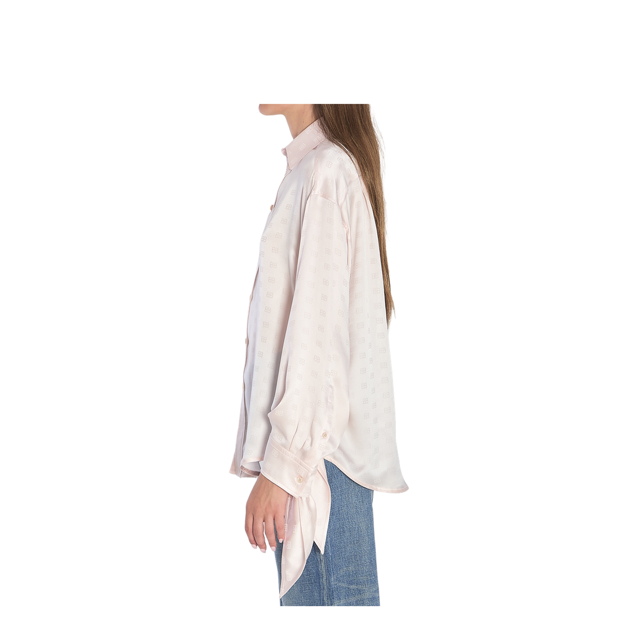 Silk Shirt With Knotted Cuffs In Pink - Image 3