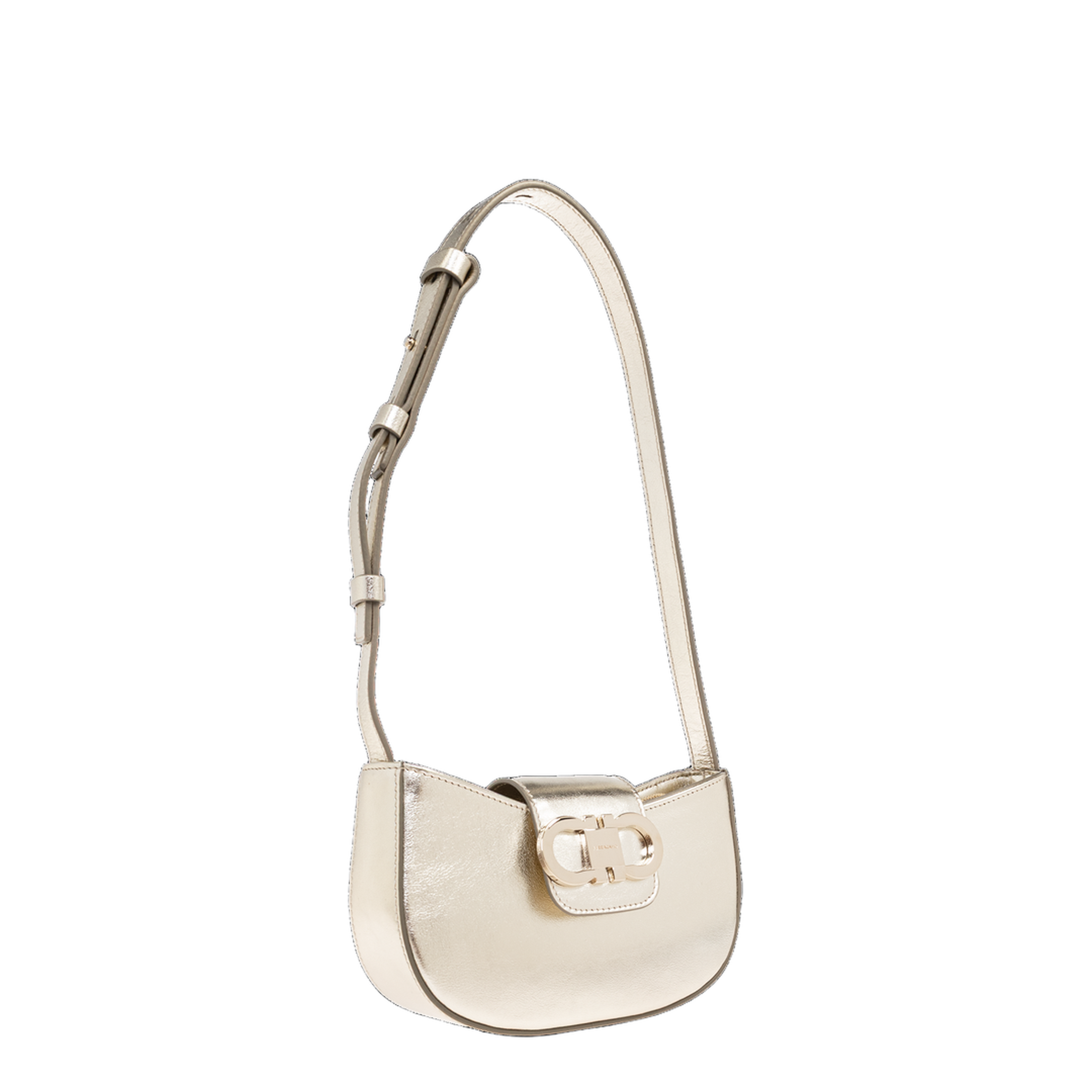 Double Gancini Mini Leather Shoulder Bag - Champagne - Image 4