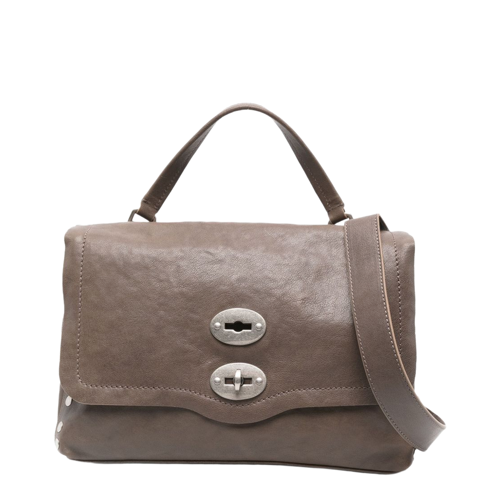 Postina Baby Calf Leather Top Handle Bag - Tabacco - Image 1