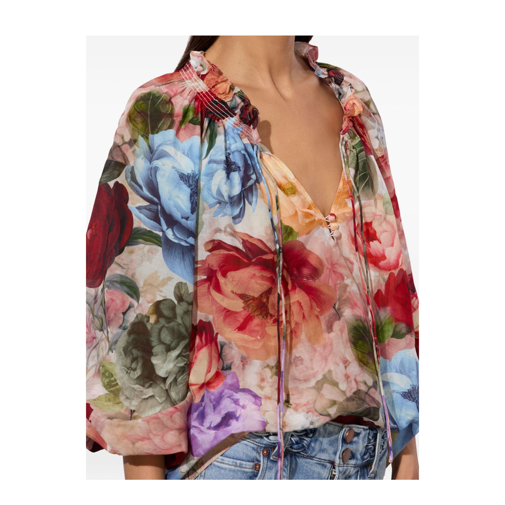 Norah Peasant Blouse In Storm Floral - Image 2