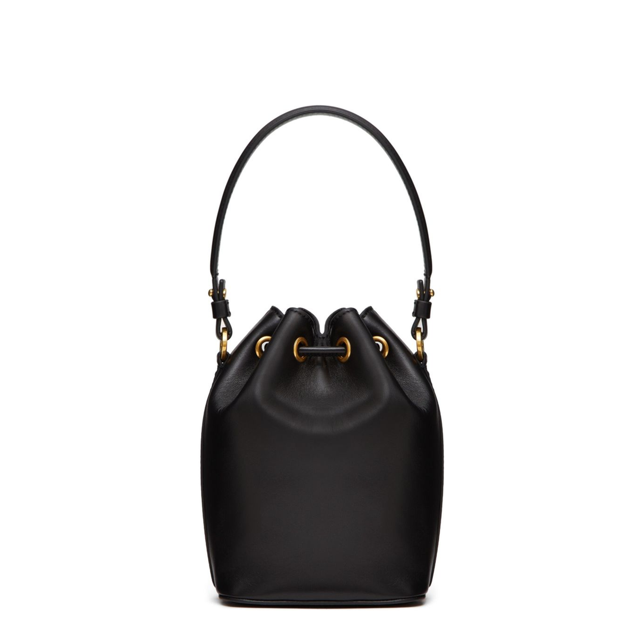 VLogo Signature Mini Smooth Leather Bucket Bag - Black - Image 4