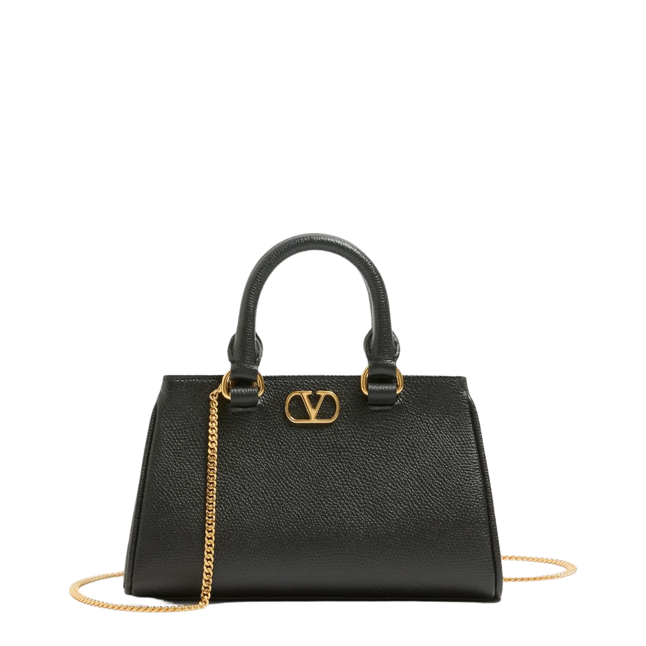 VLogo Signature Mini Grainy Calfskin Bag - Black - Image 1