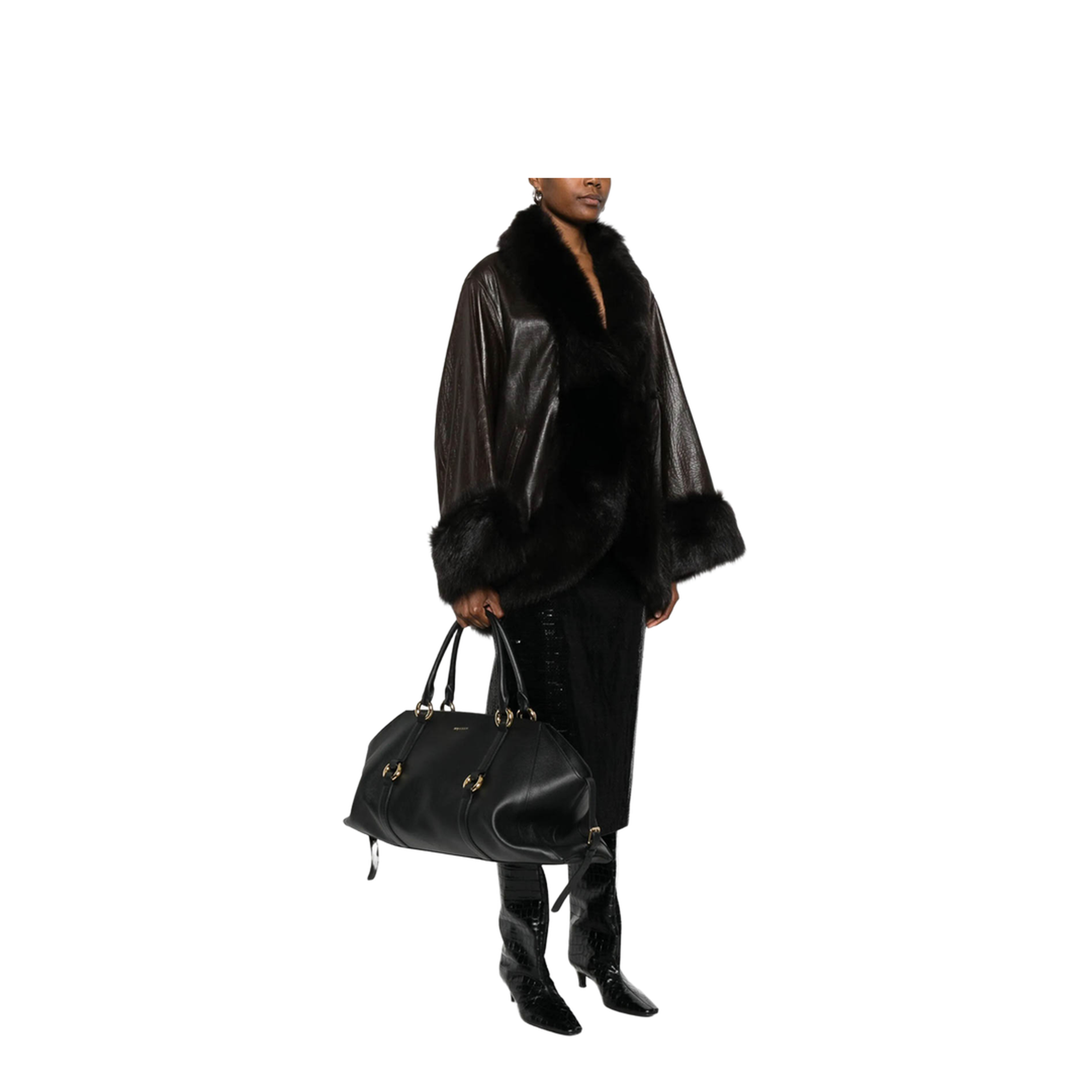 Maxi Calfskin Tote - Black - Image 2