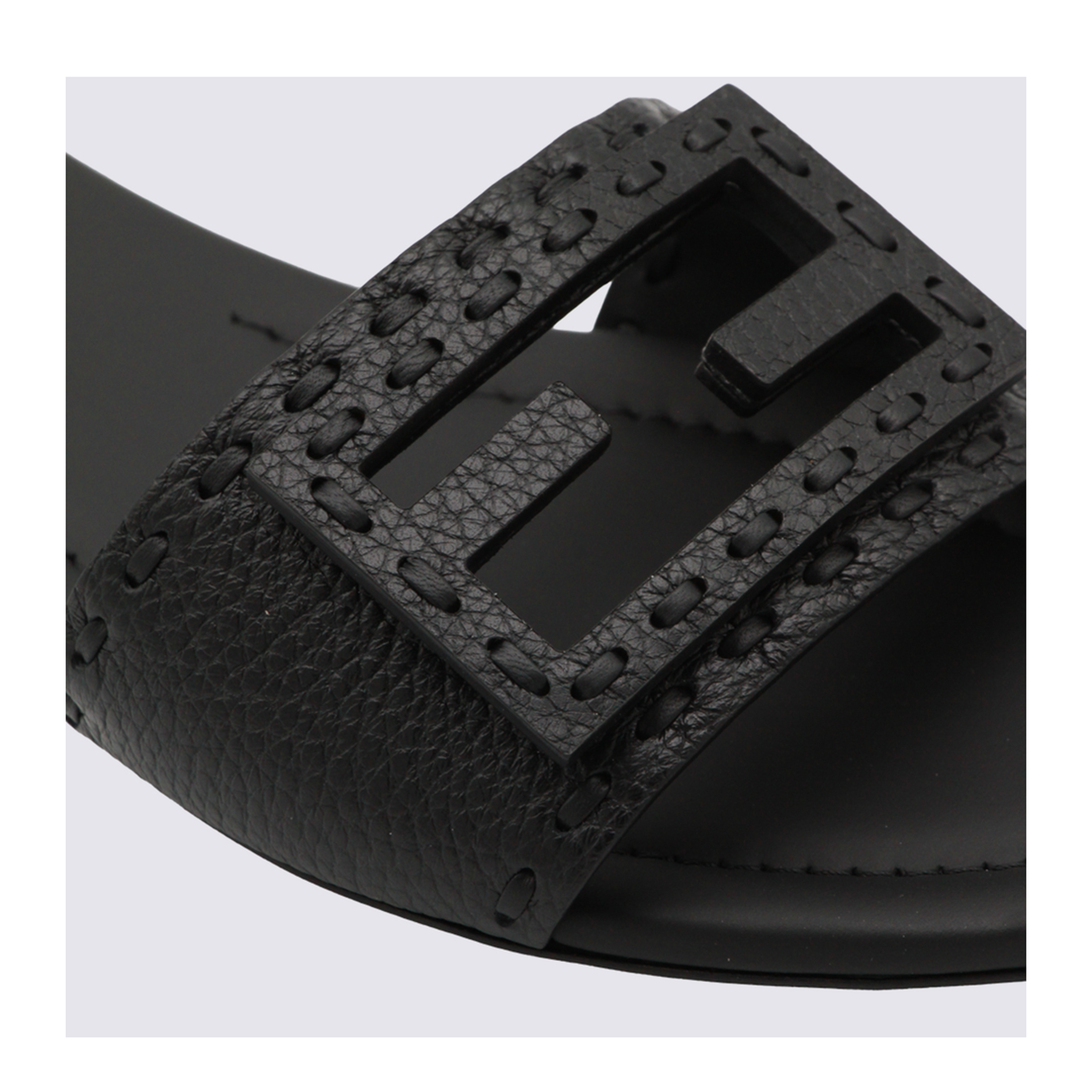 Black Leather Baguette Slides - Image 8