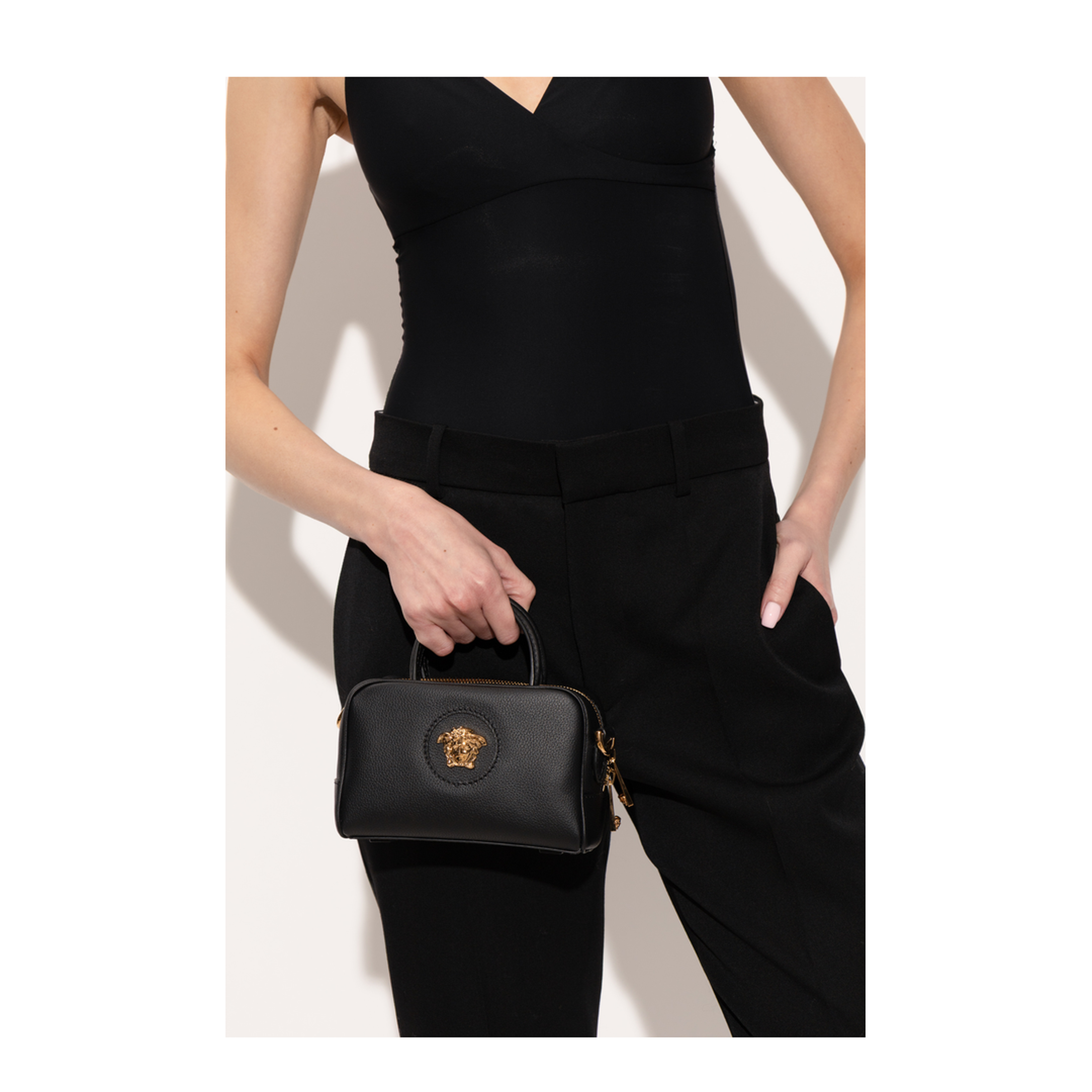 Medusa Handbag Leather Black - Image 2