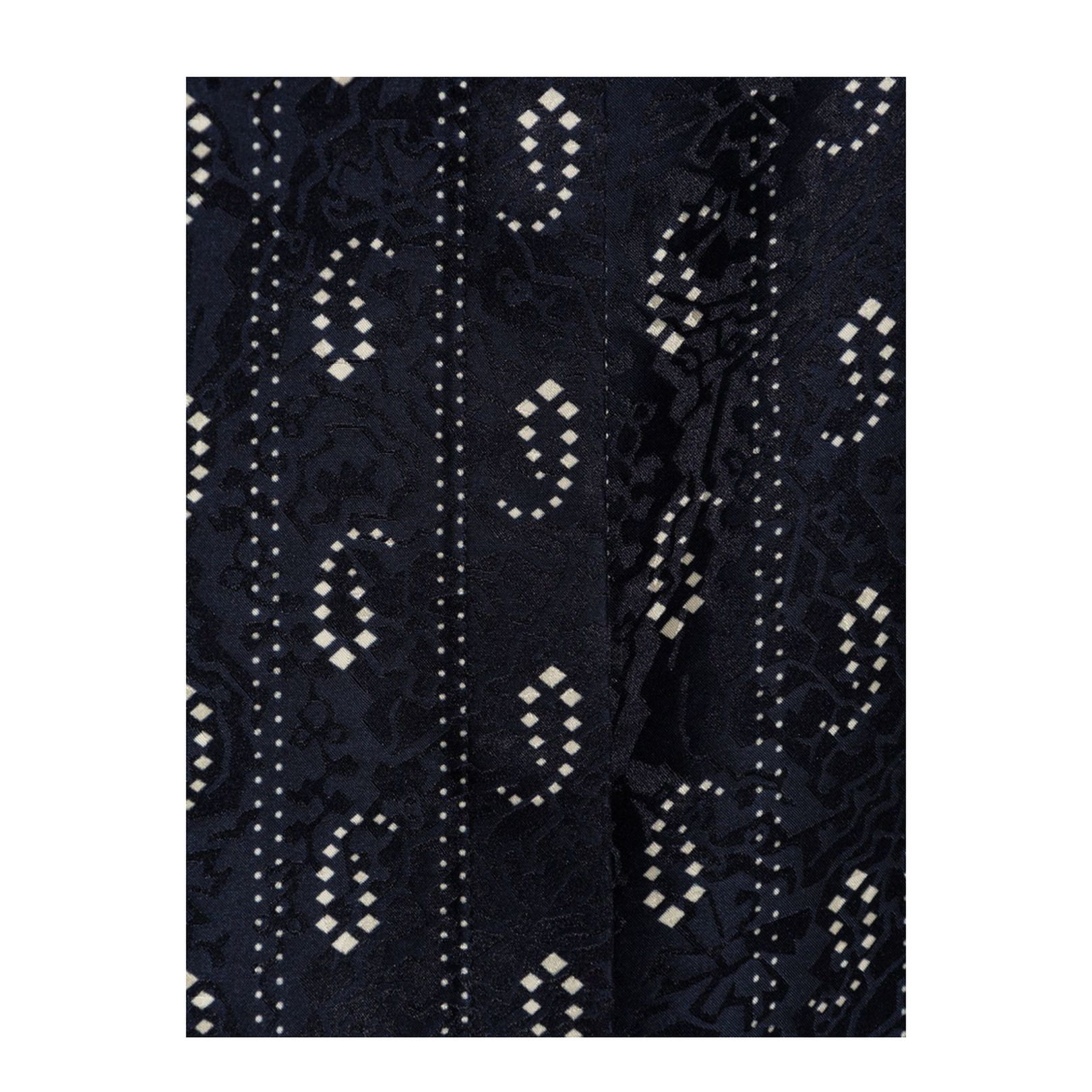 Navy Blue Paisley Print Button Fastening Mandarin Collar Long Sleeves - Image 3