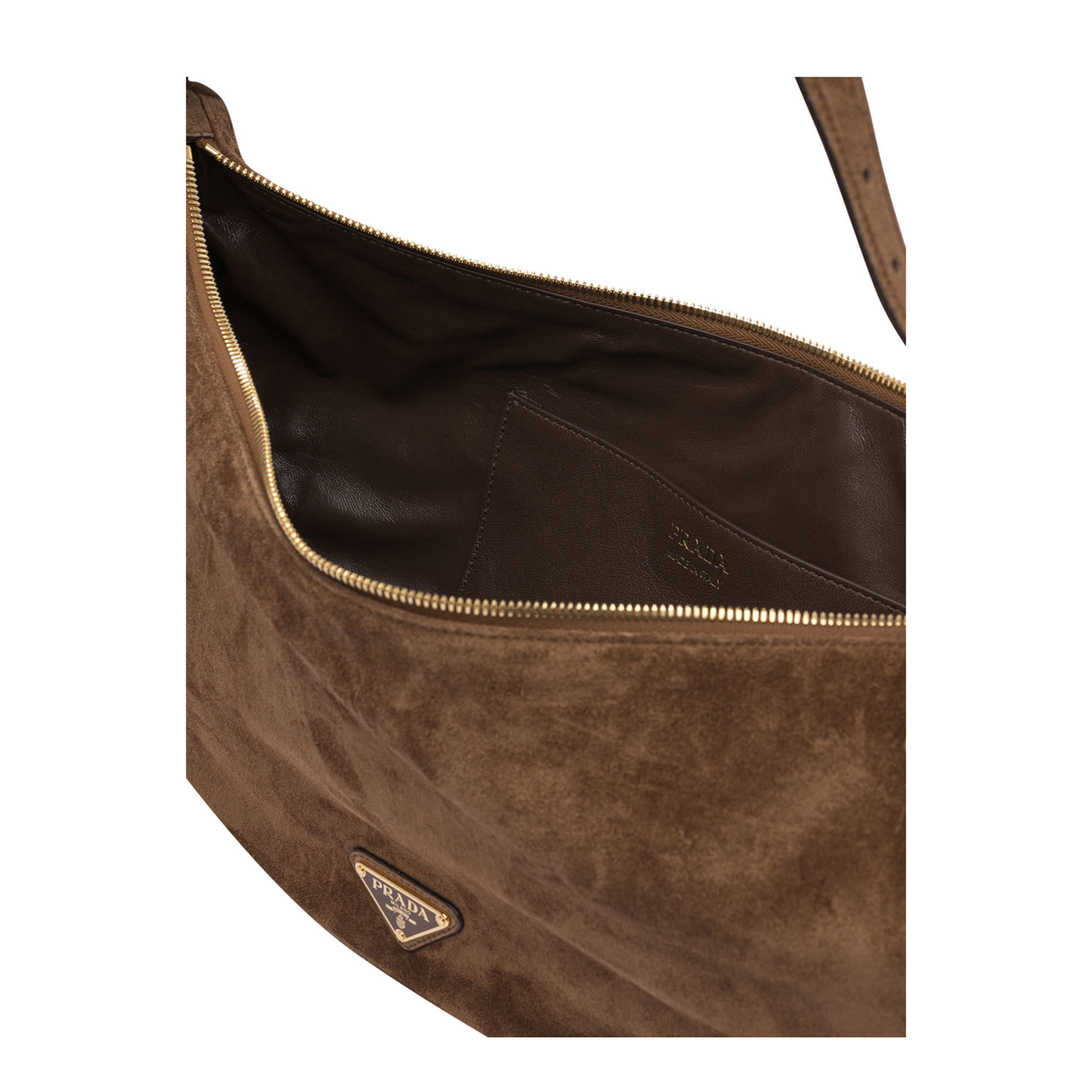 Demi-Lune Large Suede Shoulder Bag - Cocoa Brown - Image 5