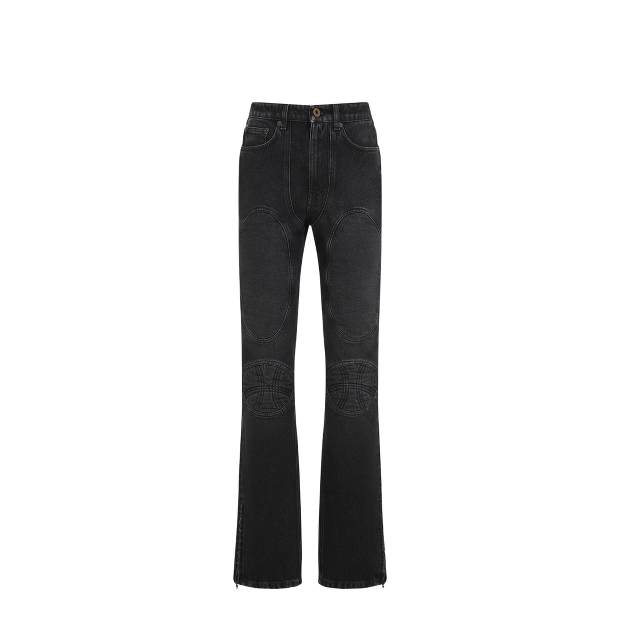 Denim Jeans With Lacing And Knee Bonding Detail - Image 1