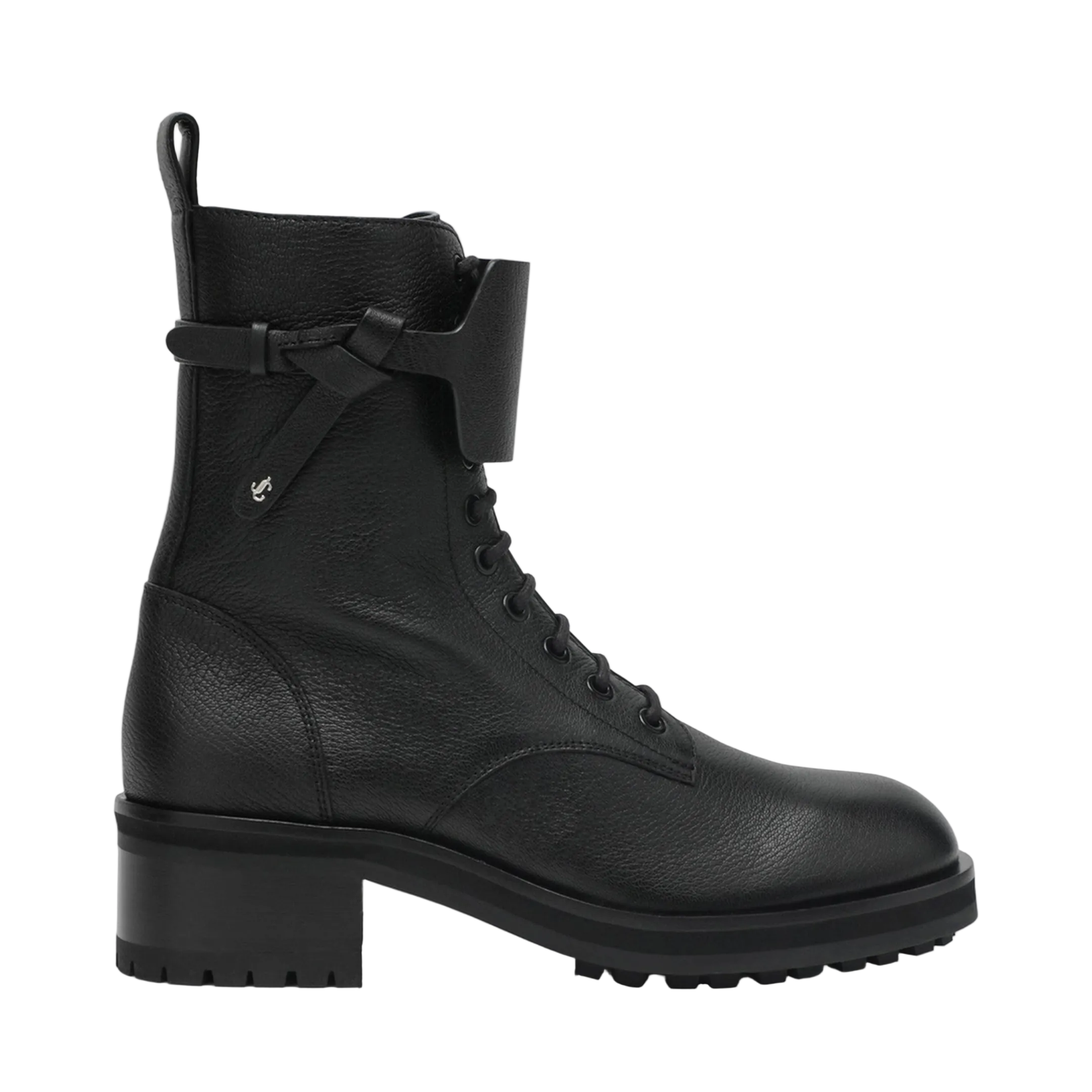 Rosabel Flat Black Leather Ankle Boots - Image 1
