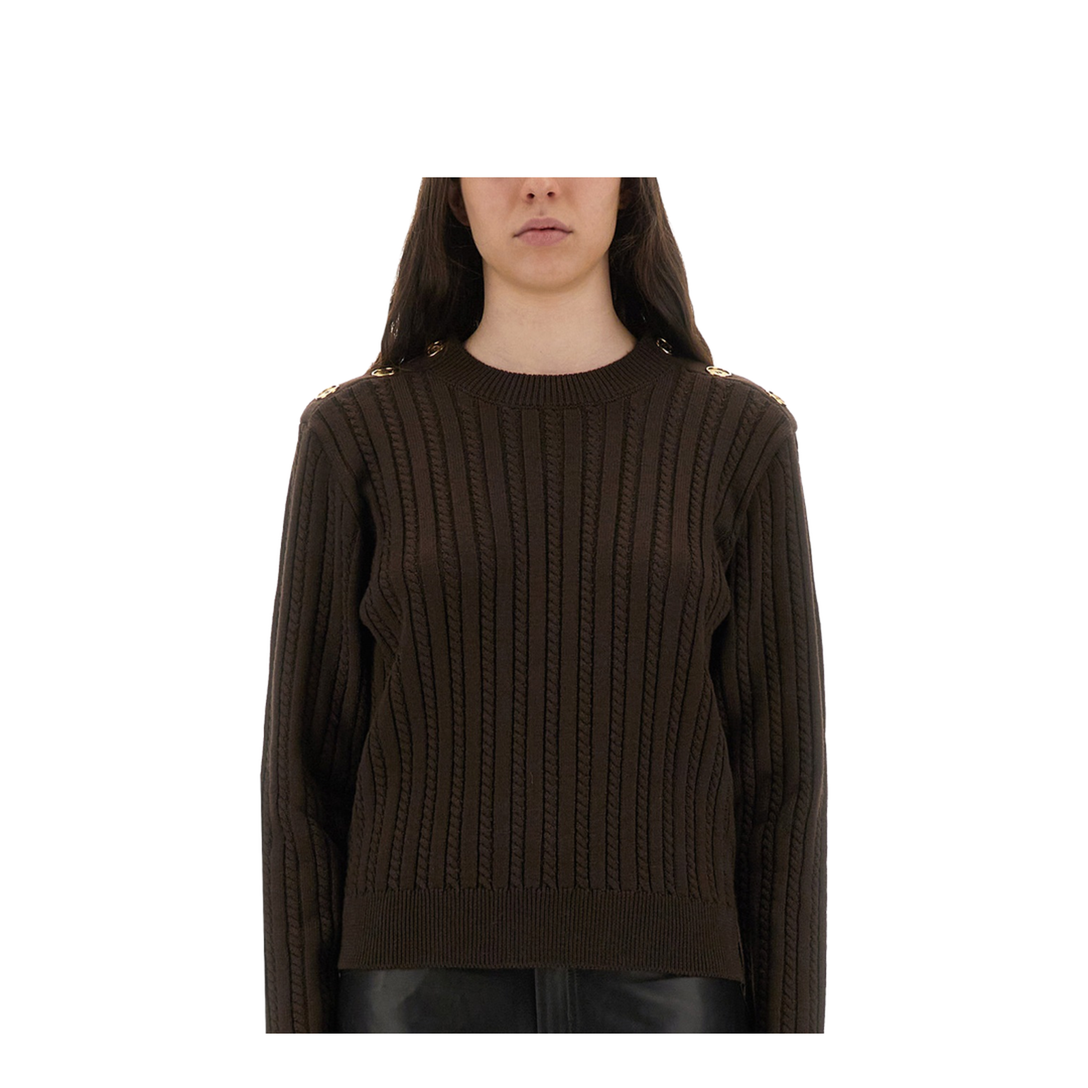 Coffee Brown Crew Neck Long Sleeve Sweater - Image 4
