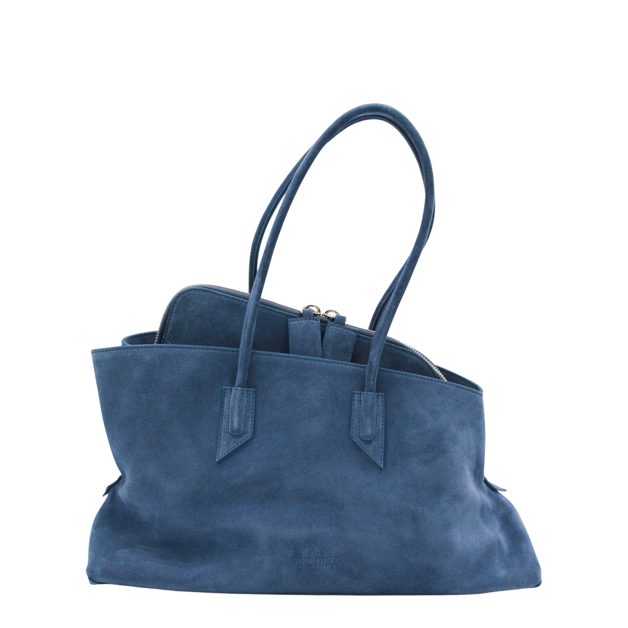 La Passeggiata Medium Suede Top Handle Bag - Sapphire Blue - Image 1