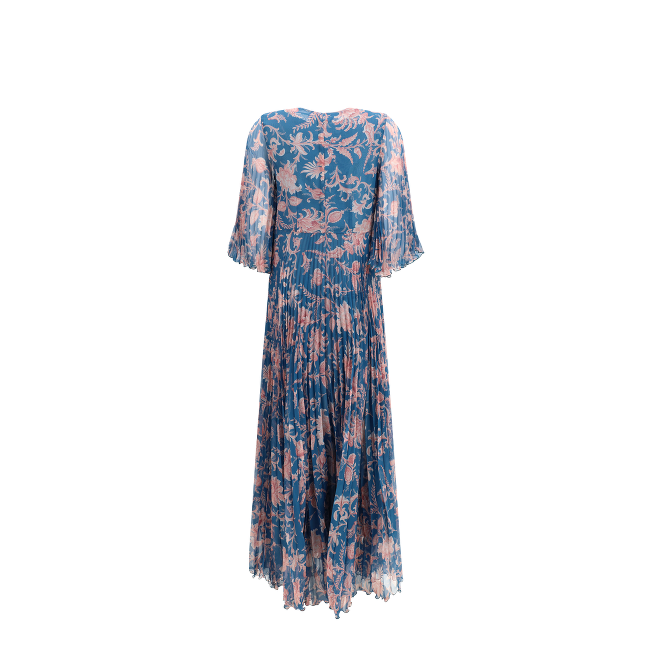 Maxi Pleated Dress with Flared Sleeves - Image 2