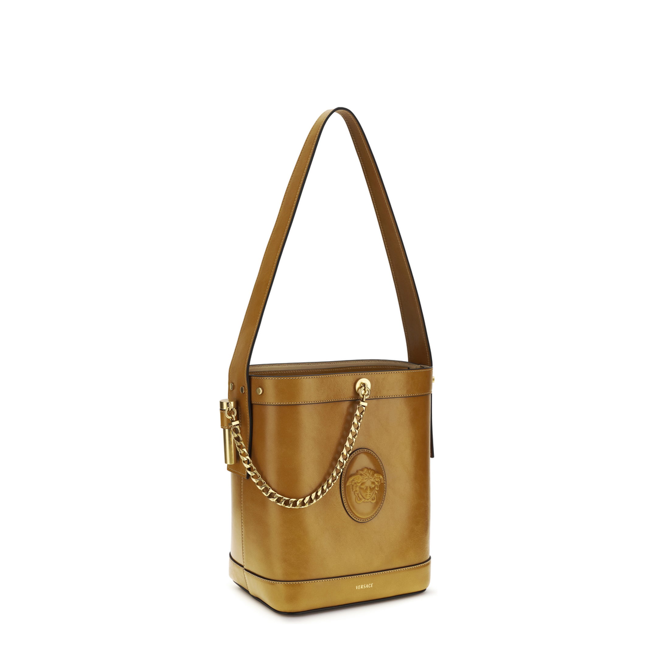 Small Leather Pivot Bucket Bag - Image 2