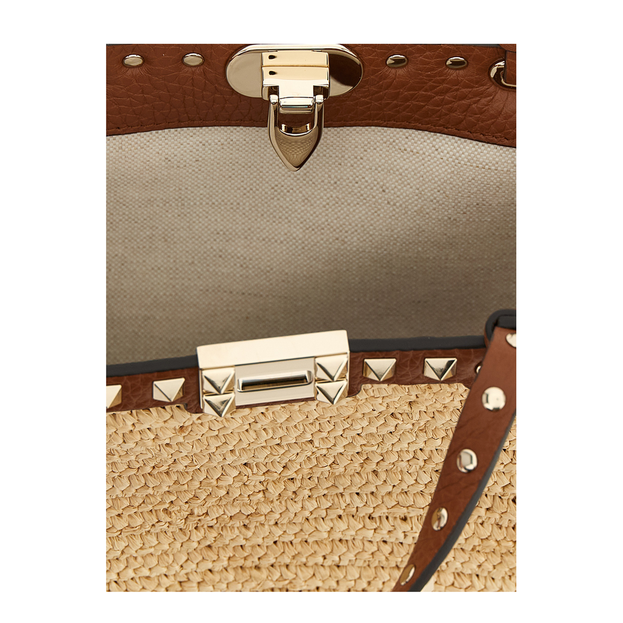 Rockstud Small Shopping Bag - Beige - Image 4