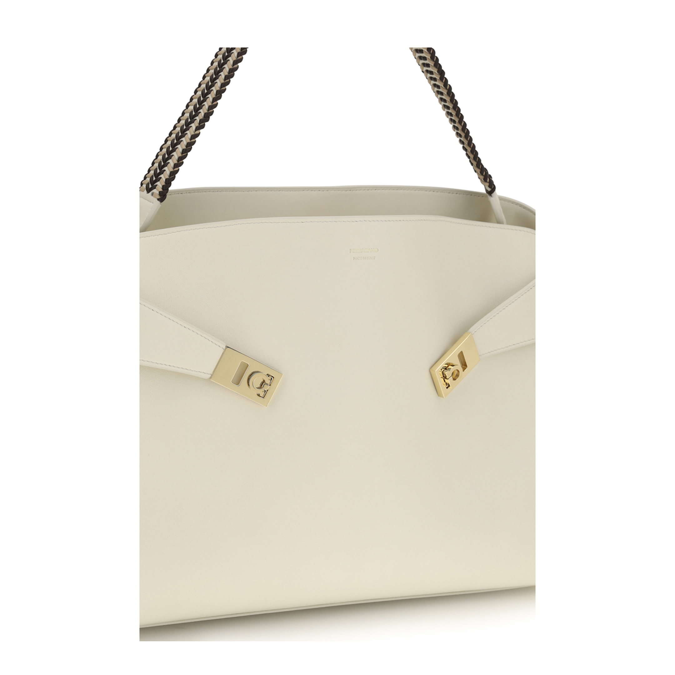 Hug Soft Large Nappa Leather Shoulder Bag - White - Image 4