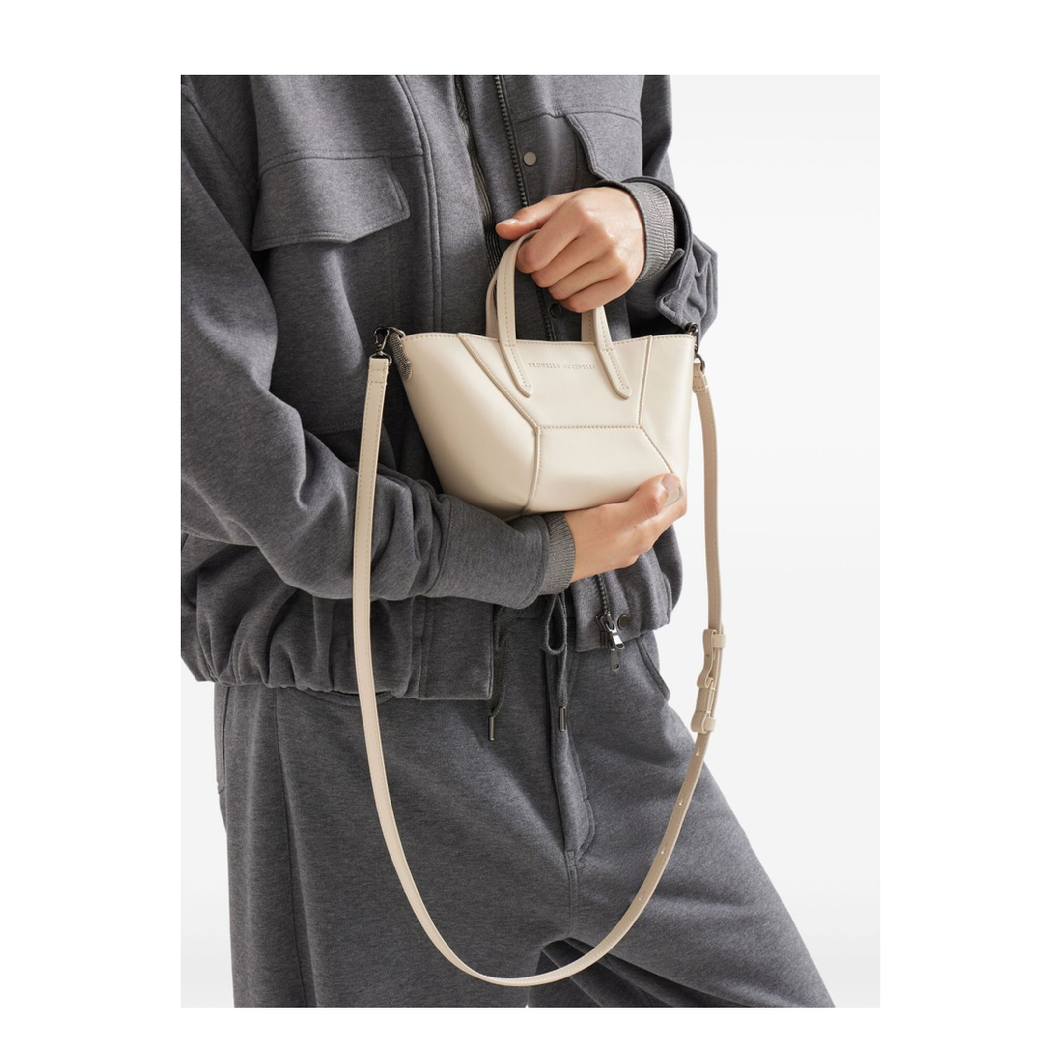 Duo Mini Calfskin Leather Crossbody Bag - Ivory - Image 3