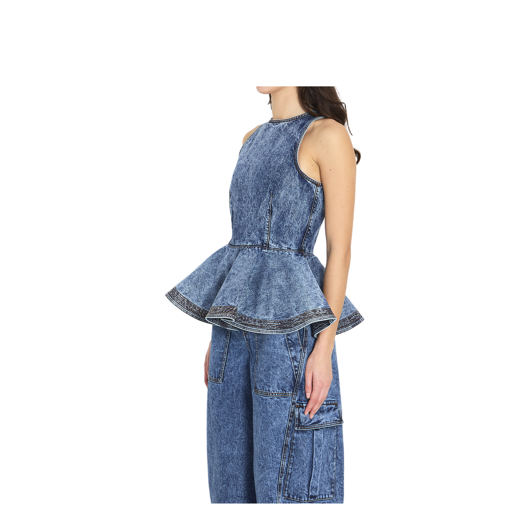 Denim Peplum Top - Image 2