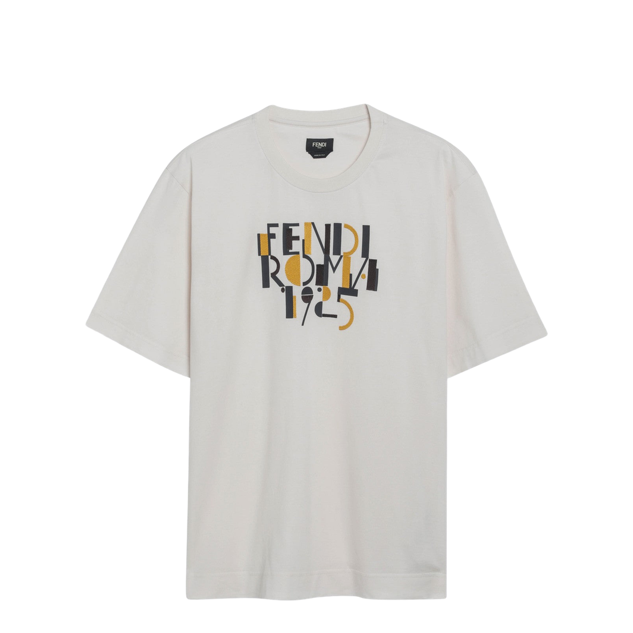 White Cotton T-Shirt with Logo Print - Image 1