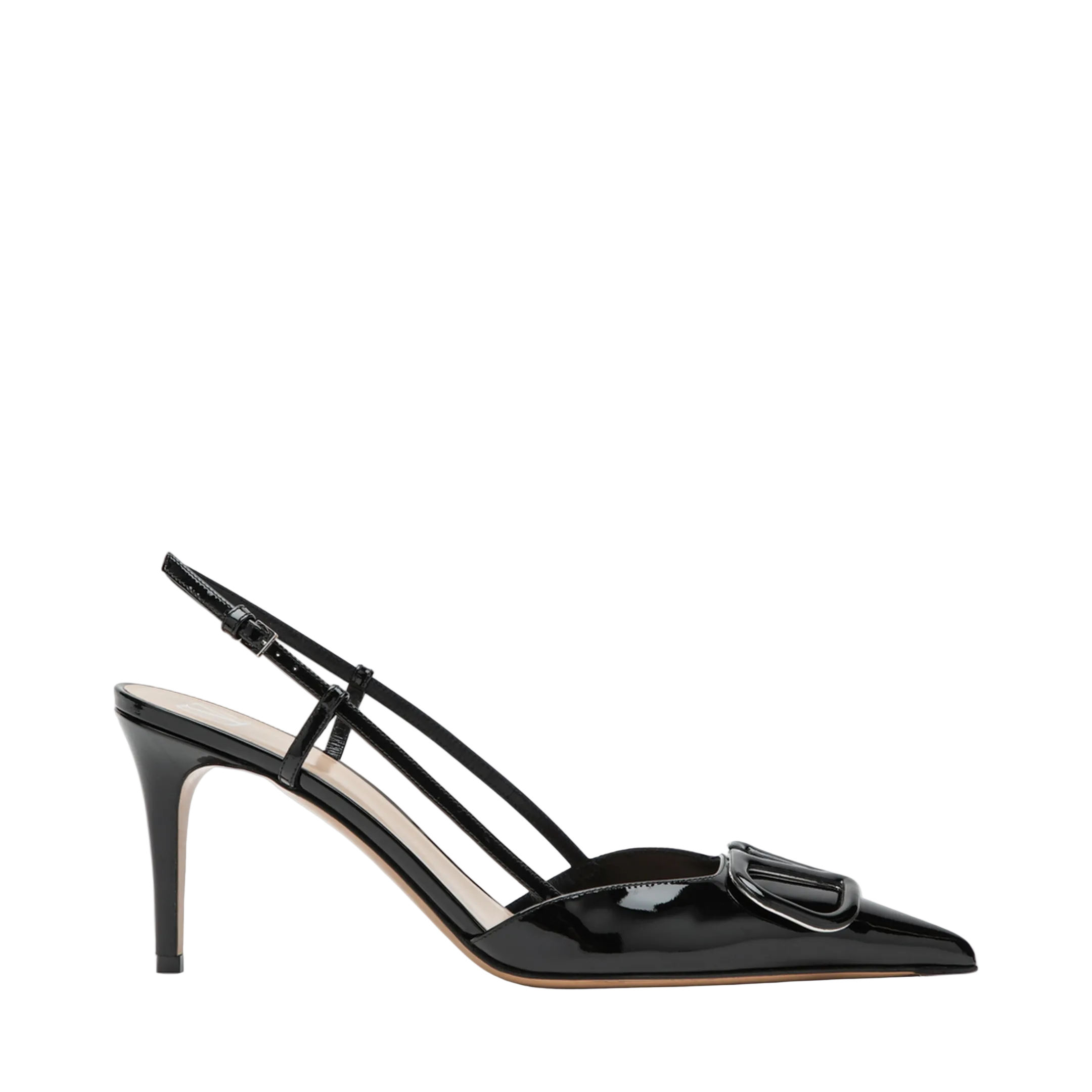 Black Vlogo Signature Patent Leather Slingback Pumps - Image 1