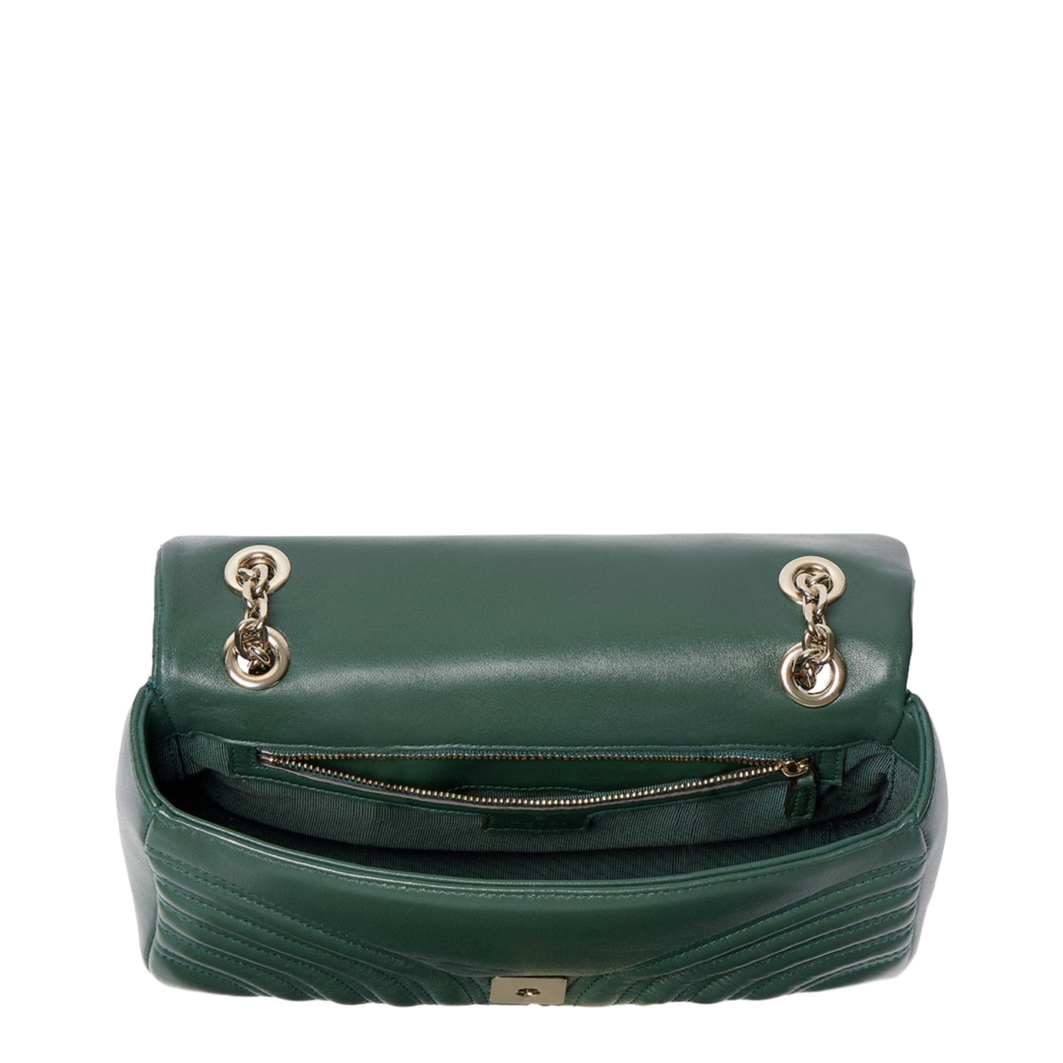 Dark Green Nappa Leather Medium Shoulder Bag - Image 4