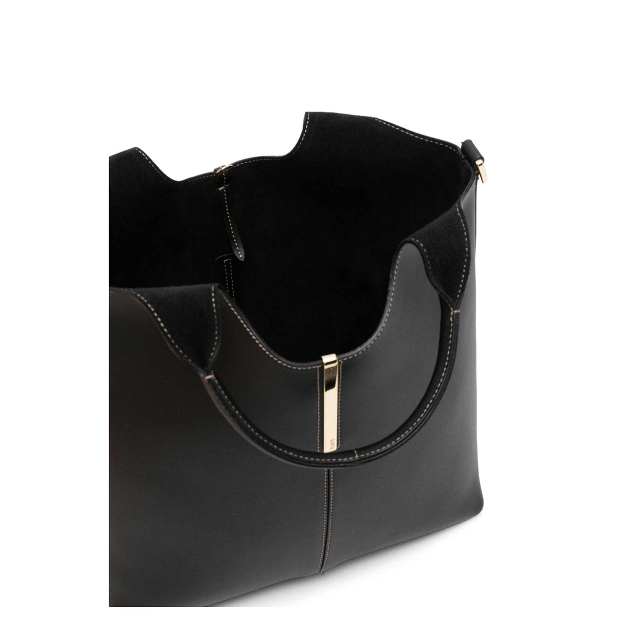 Small Calf Leather Tote - Black - Image 3