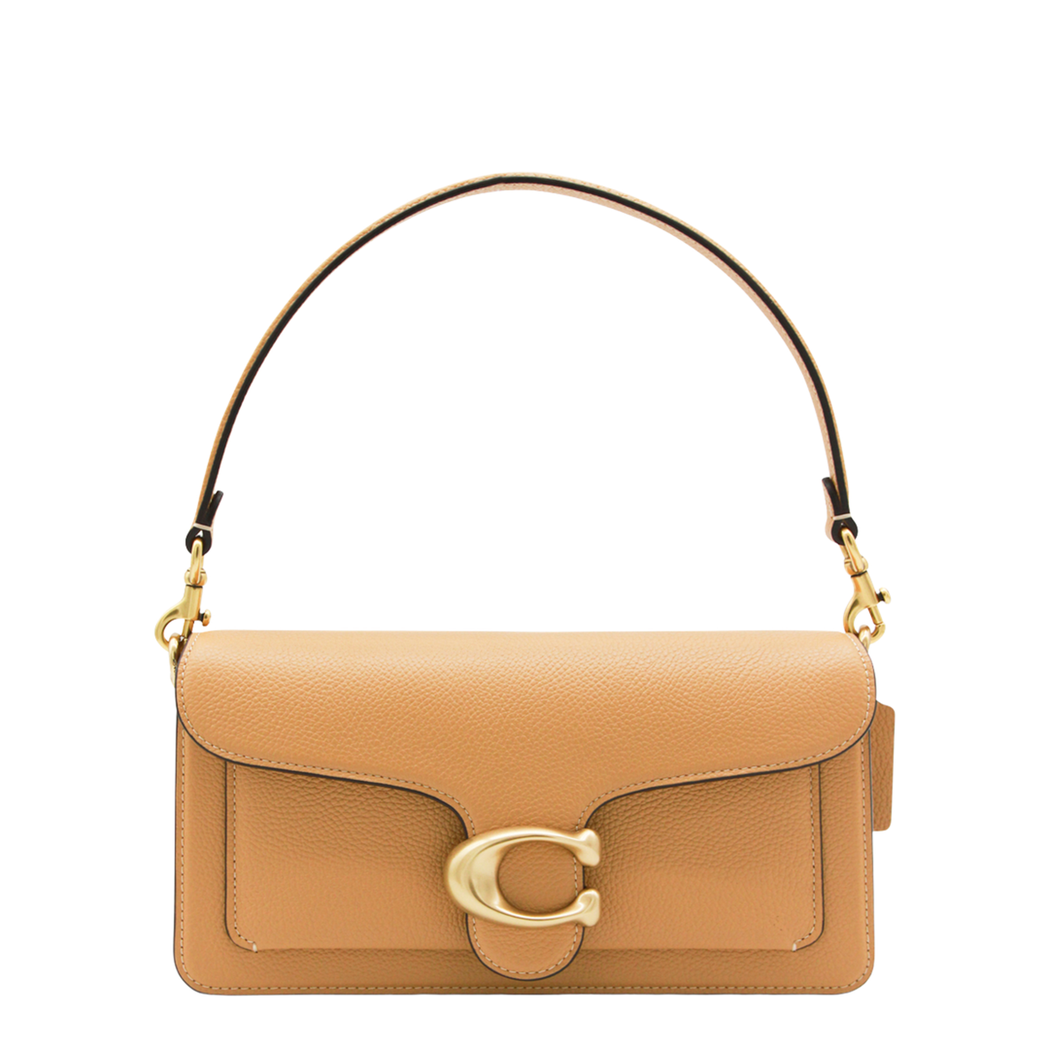 Tabby 26 Polished Pebble Leather Shoulder Bag - Brass/Biscuit - Image 1