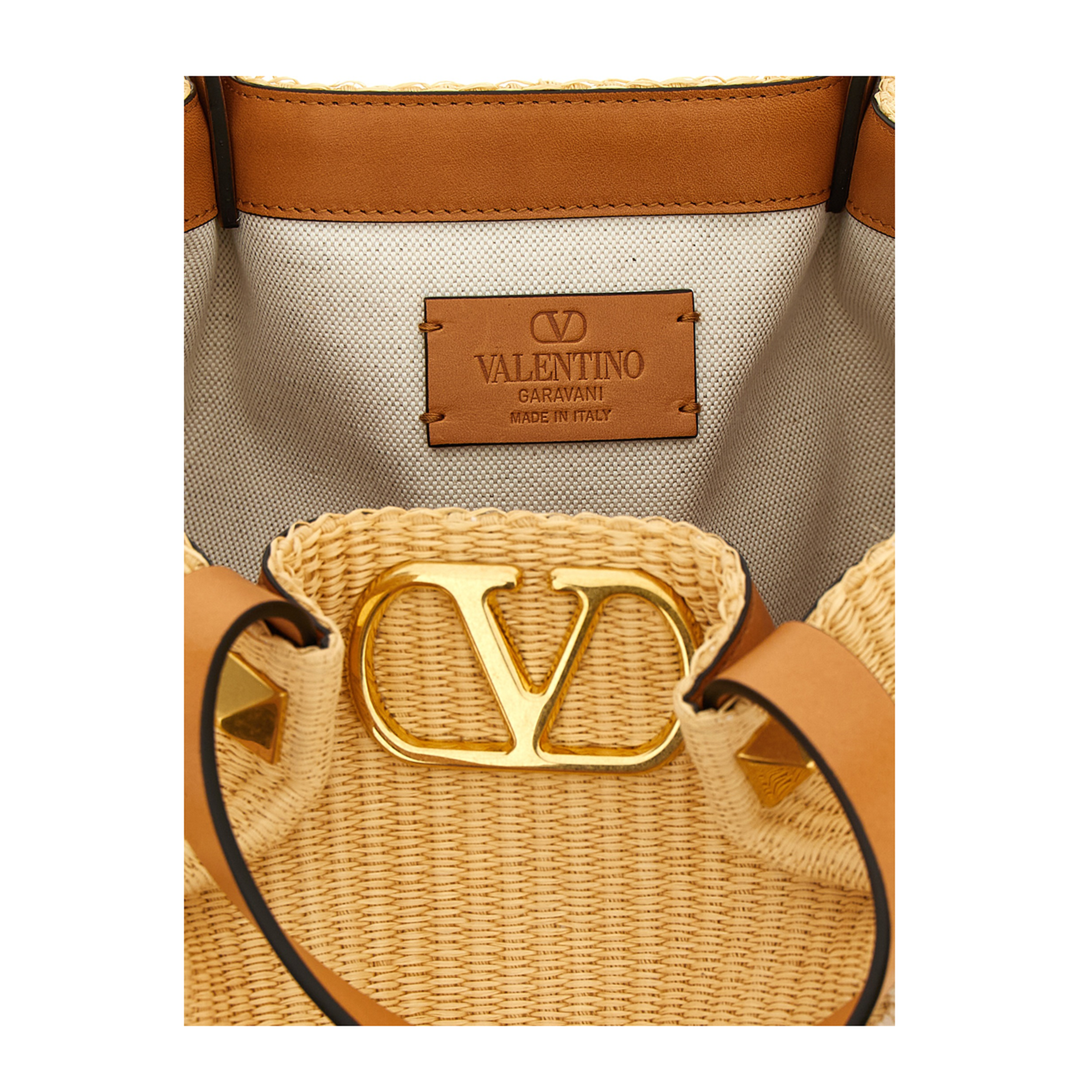 Floral Embroidery Medium Woven Tote Bag - Beige - Image 4