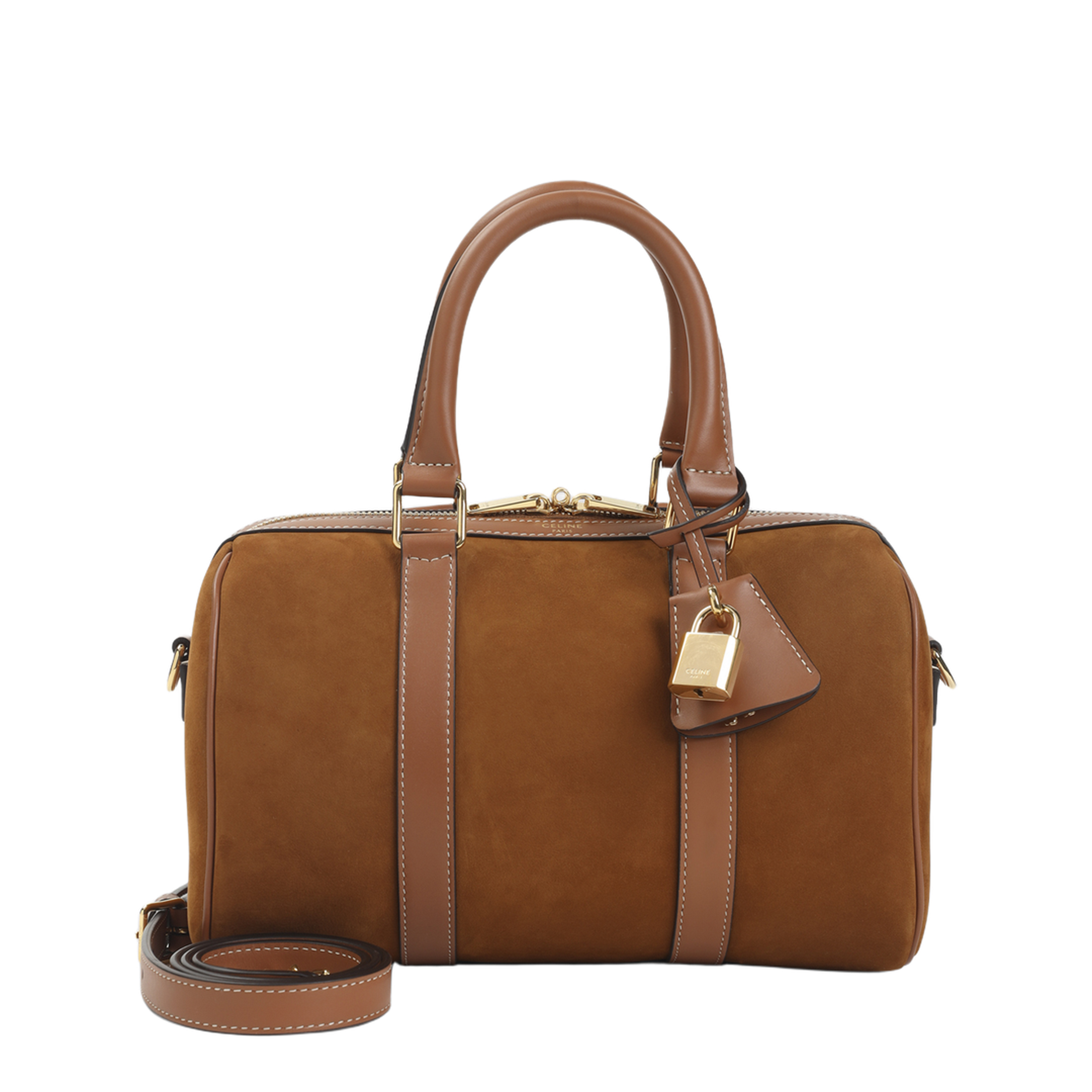 Medium Boston Nubuck Calfskin Handbag Brown - Image 3