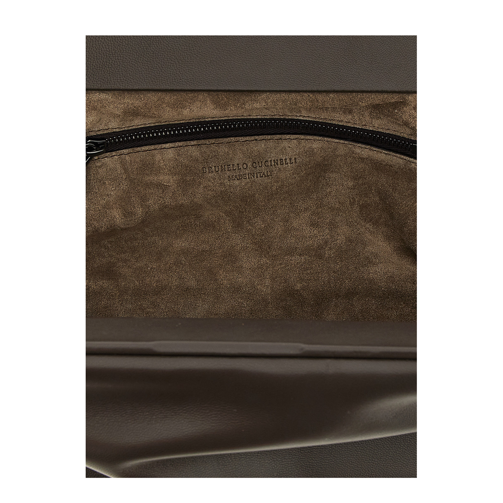 Leather Bag with Fixed Snap Closure and Monile Chain Detail - Image 3