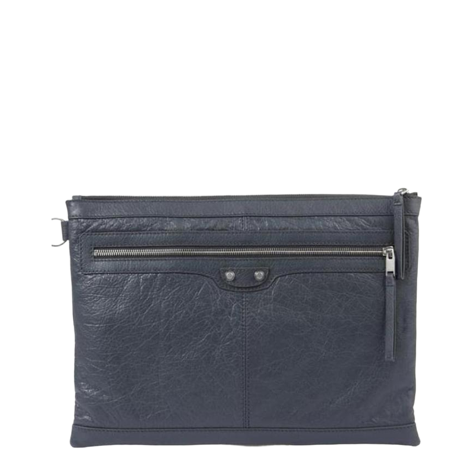 Dark Gray Zip Logo Clutch Bag - Image 1