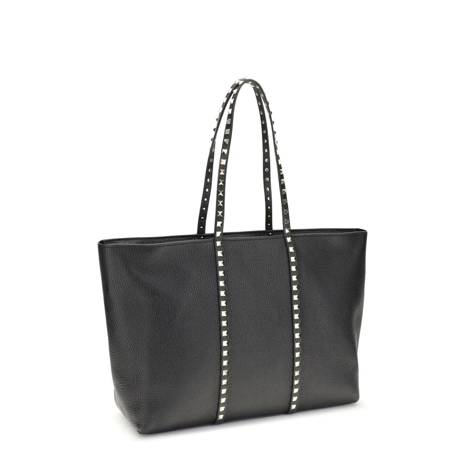 Medium Leather Rockstud Tote Bag Black - Image 2