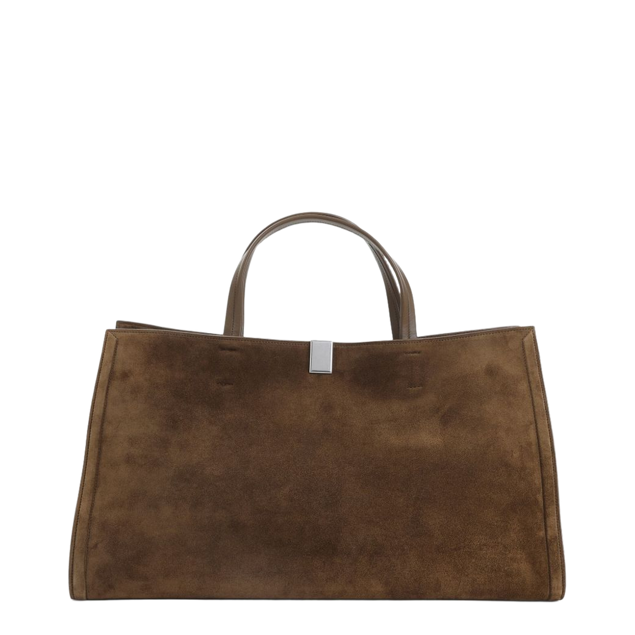 Kit Cabas Medium Suede Leather Cabas Tote - Khaki - Image 1