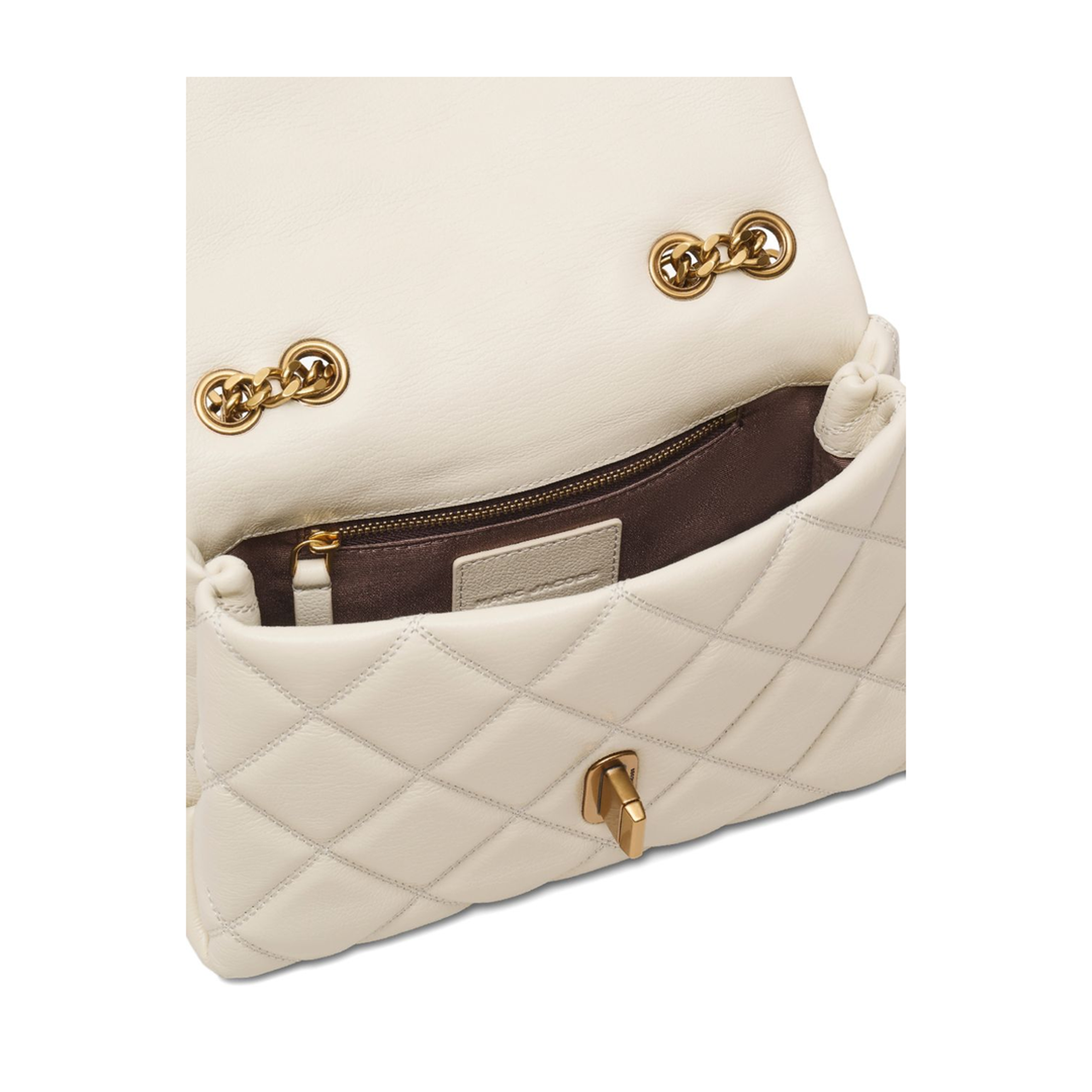 Contemporary Smooth Leather Shoulder Bag - Cloud White - Image 2