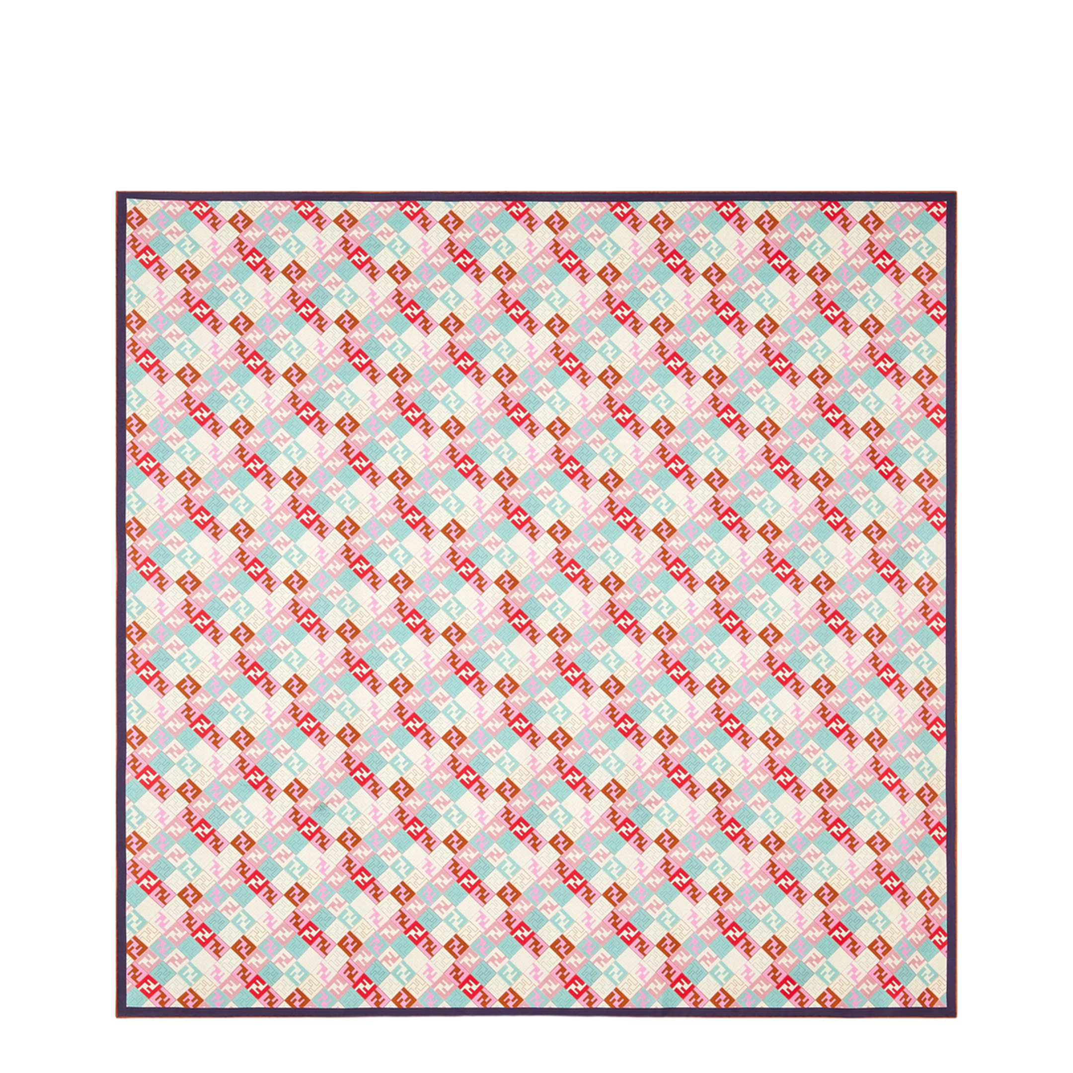 Green Multicolour Silk Foulard With Ff Logo - Image 1