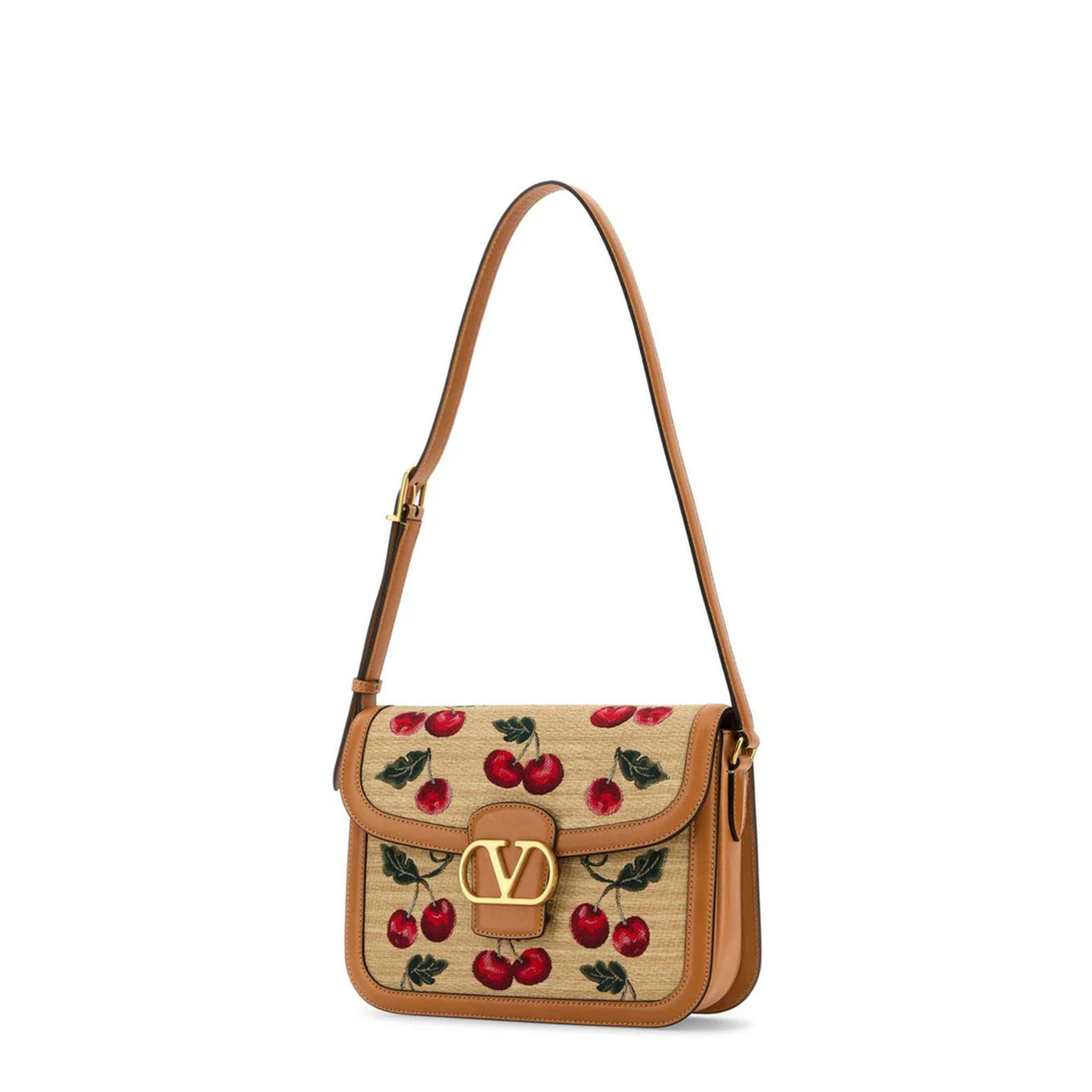 Valentino Garavani 9TO5 Shoulder Bag in Jacquard Raffia With Cherryfic Motif - Image 2
