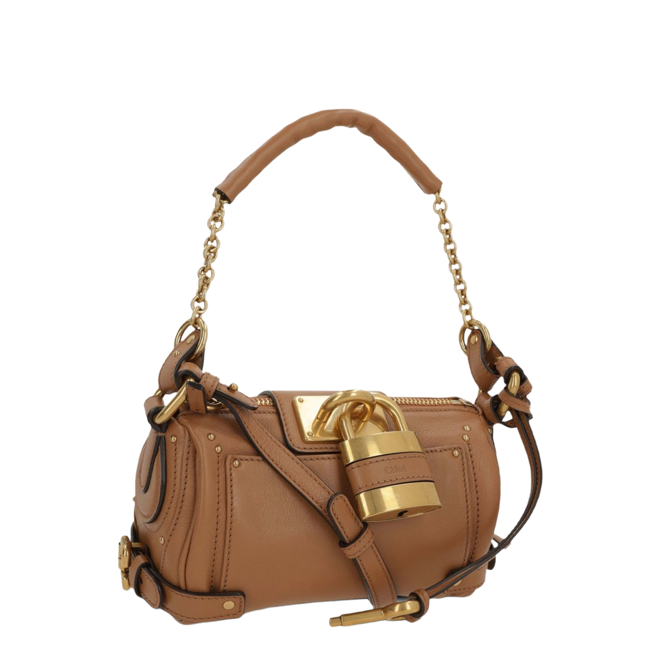 Paddington Small Grained Buffalo Leather Chain Bag - Mustang Brown - Image 3