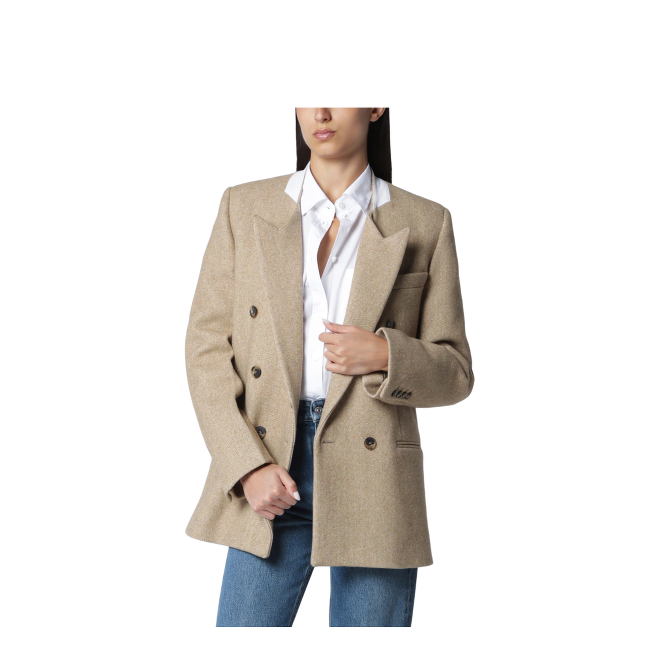 Beatrice Double-Breasted Jacket in Camel Wool - Image 1