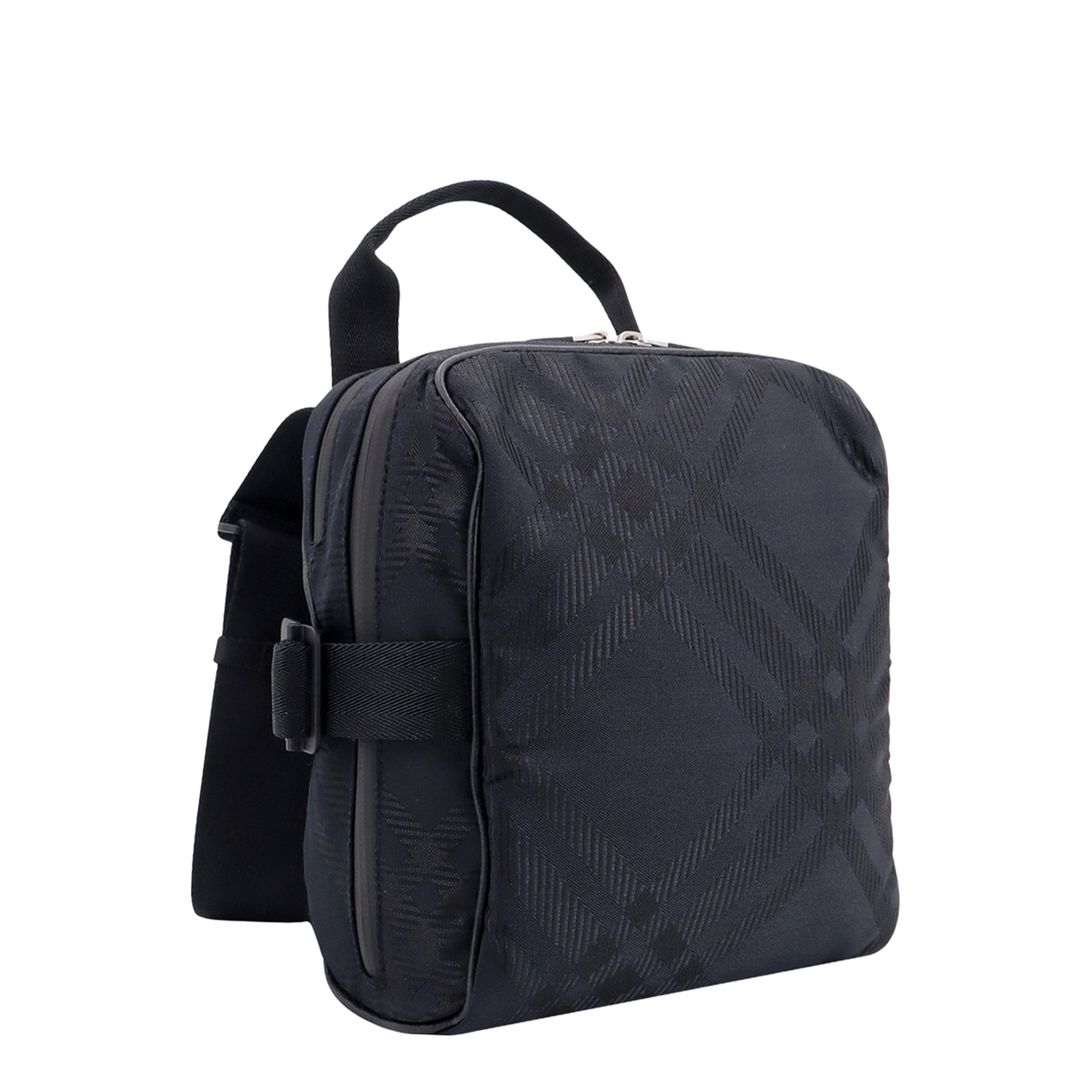 Check Jacquard Crossbody Bag in Black Polyamide - Image 3