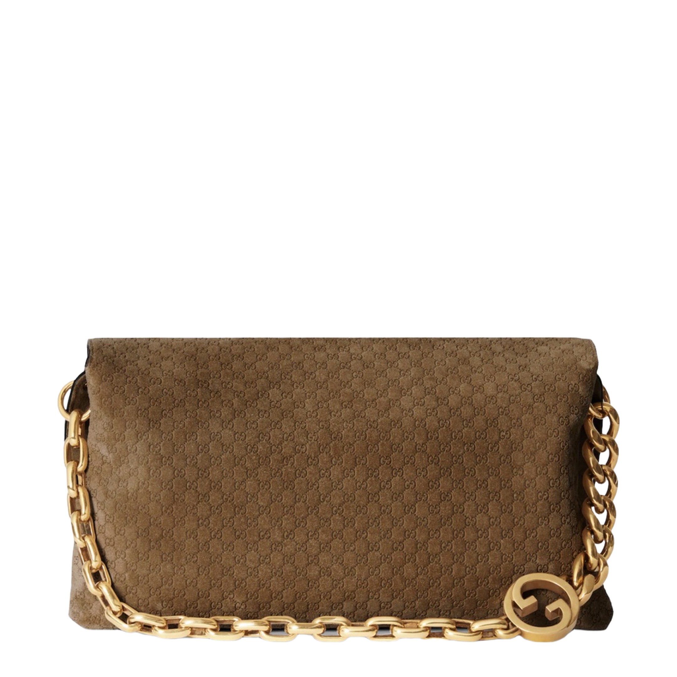 Large Shoulder Bag GG Suede Brown - Image 2